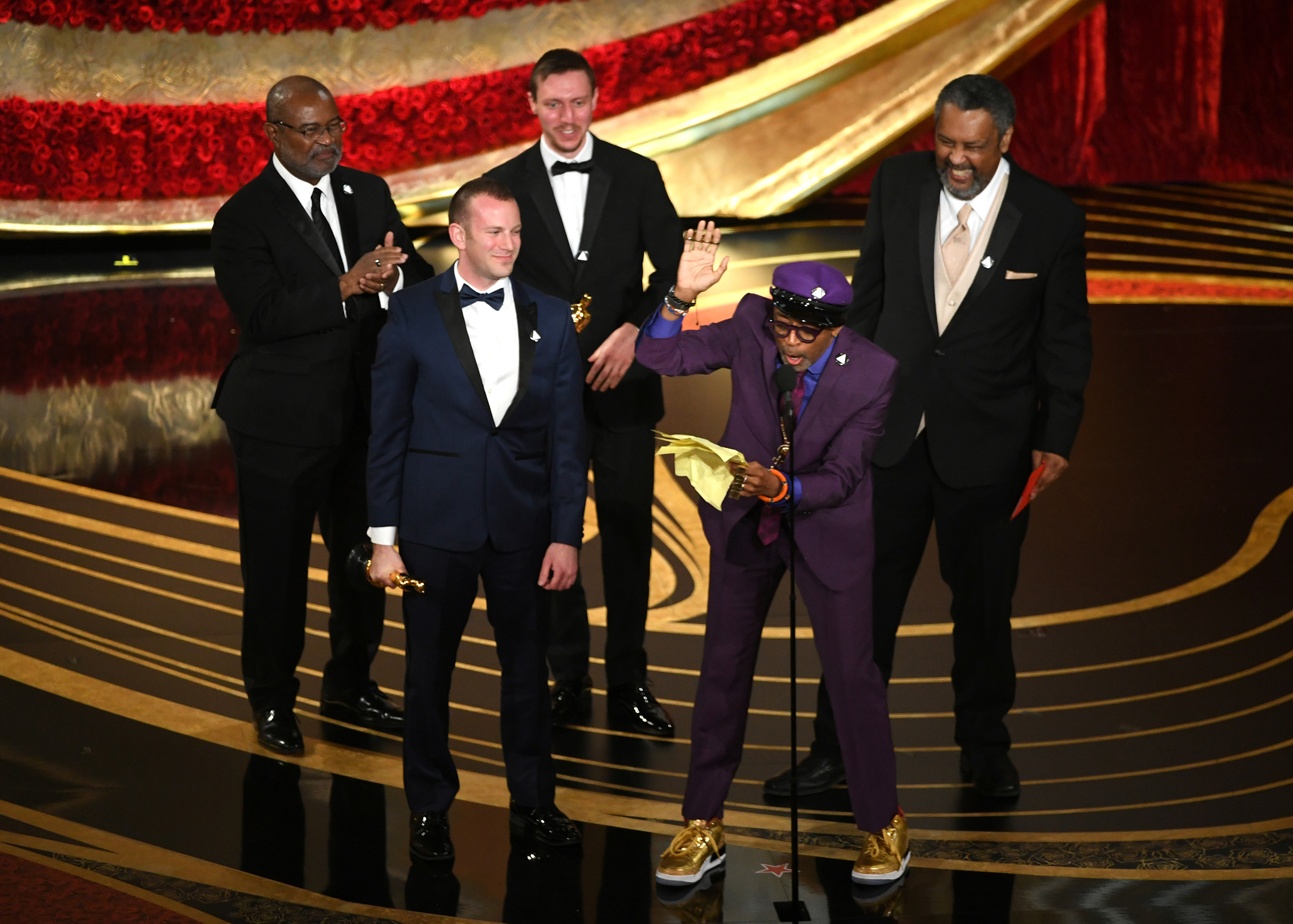Spike Lee, David Rabinowitz , Kevin Willmott and Charlie Wachtel accept the Best Adapted Screenplay award for "BlacKkKlansman" onstage during the 91st Annual Academy Awards at Dolby Theatre on Feb. 24, 2019. (Kevin Winter—Getty Images)