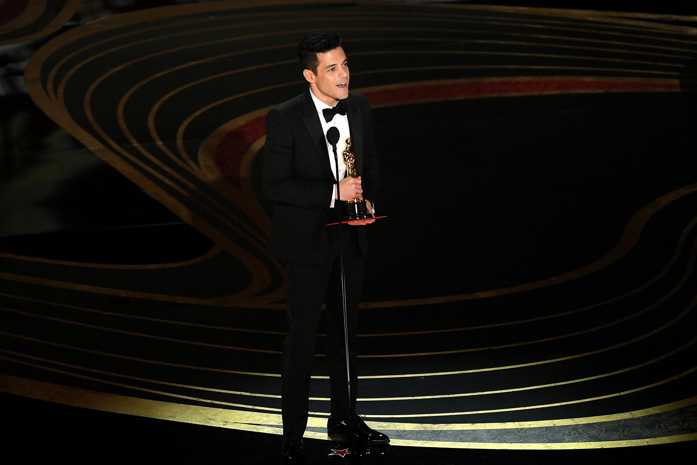 Rami Malek accepts the Actor in a Leading Role award for 'Bohemian Rhapsody' onstage during the 91st Annual Academy Awards at Dolby Theatre on Feb. 24, 2019.