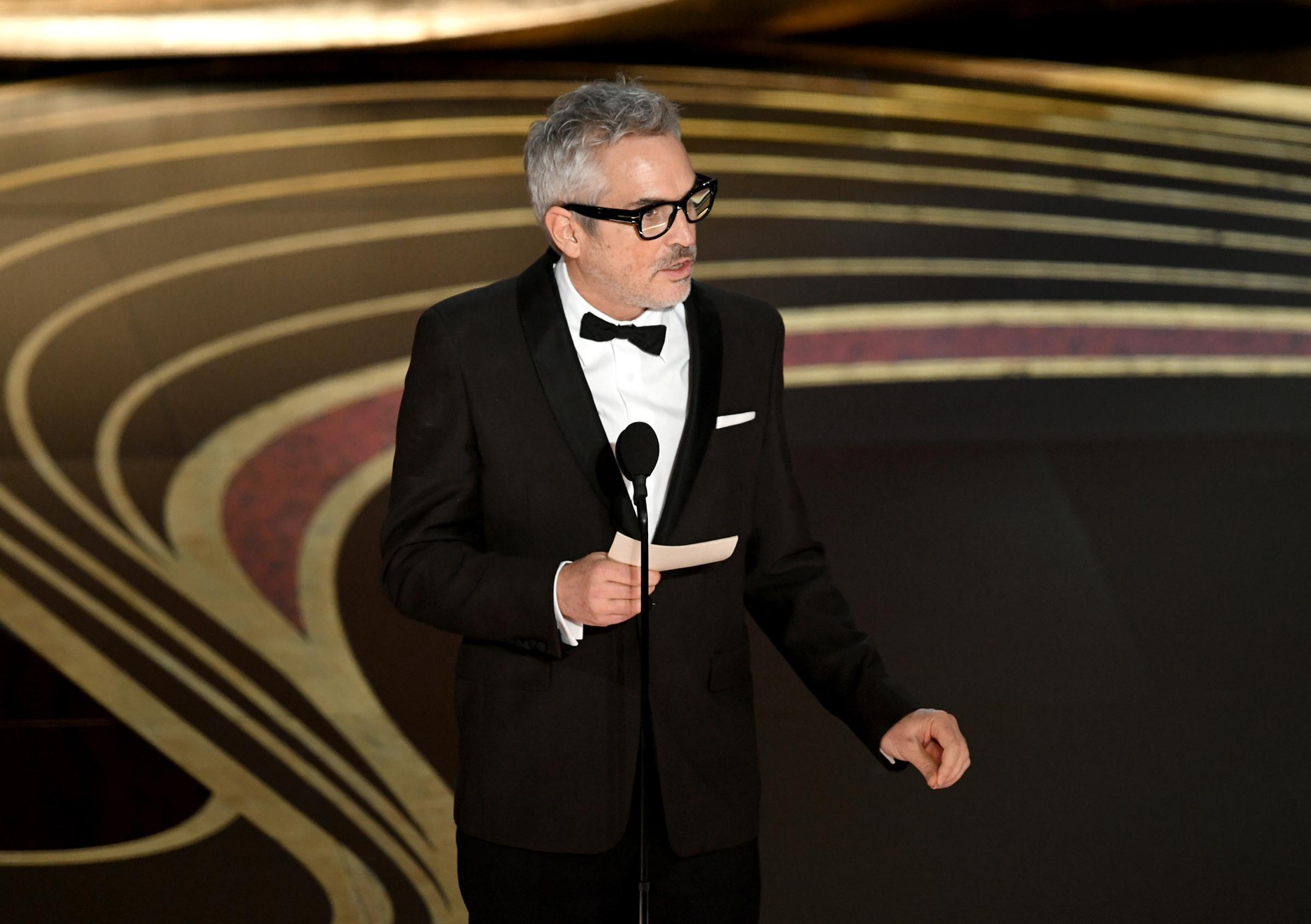 Alfonso Cuaron accepts the Best Director award for 'Roma' onstage during the 91st Annual Academy Awards at Dolby Theatre on Feb. 24, 2019.