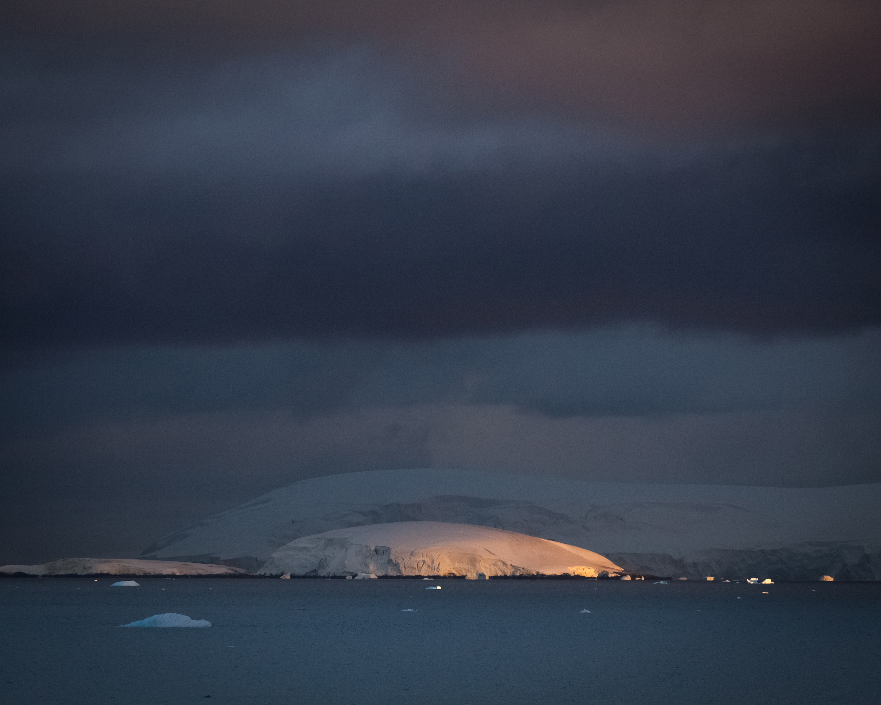 Sunrise near the Lemaire Channel, Antarctica.
