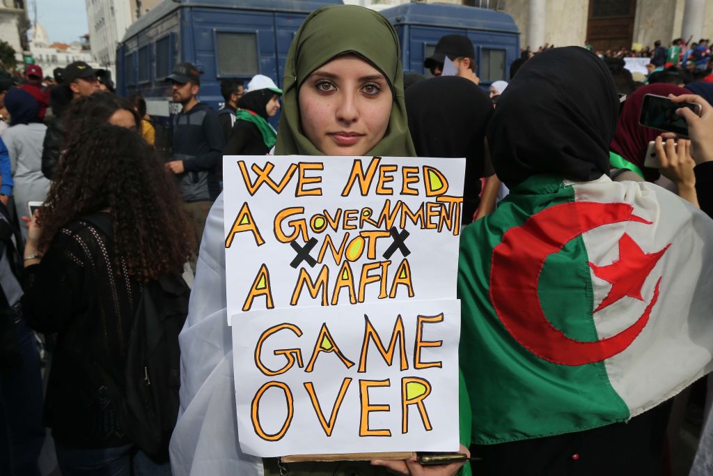 Several thousand students are returning to Algiers in Algeria on March 05, 2019 and in several cities in Algeria against the fifth candidacy of President Abdelaziz Bouteflika. (Billal Bensalem—NurPhoto via Getty Images)