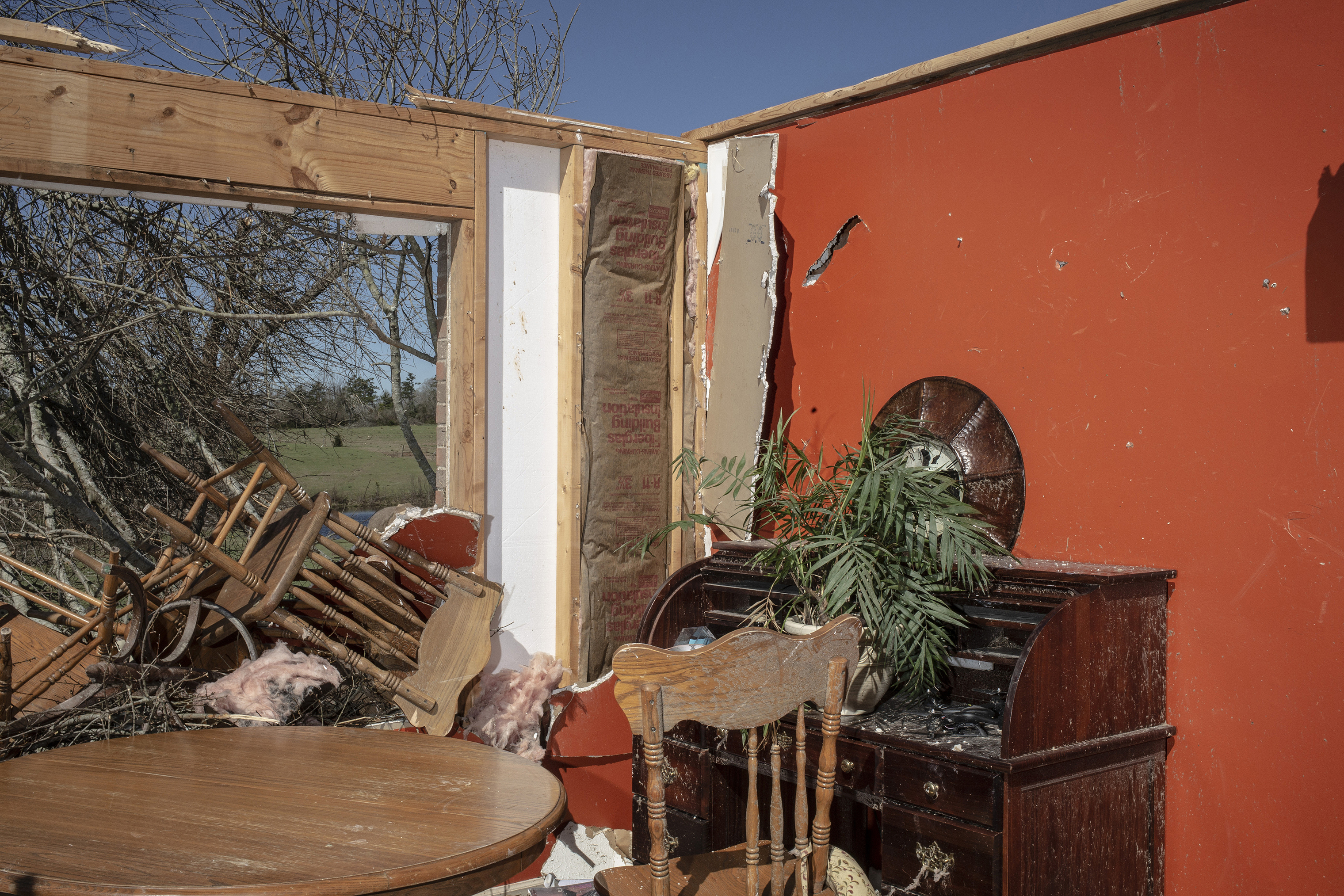 The Mattocks' dining room after a tornado passed over, killing several people and destroying homes in Beauregard, Alabama on March 4, 2019. (Bryan Anselm—Redux for TIME)