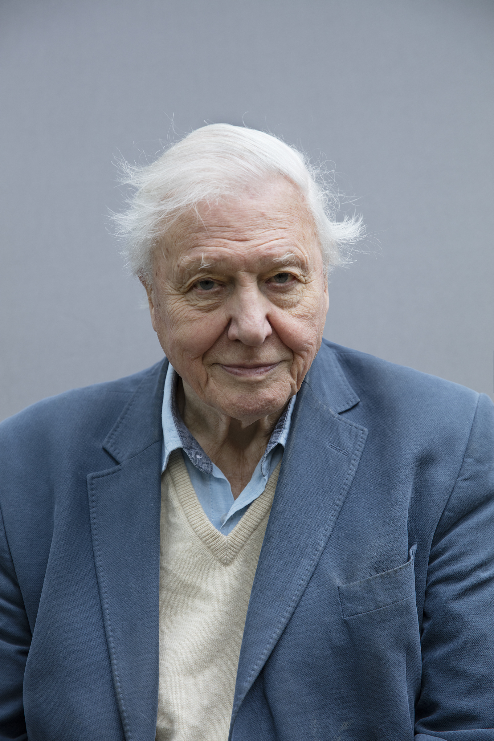 Sir David Attenborough poses for a portrait at the Royal Botanic Gardens, Kew, London, in February. (Jackie Nickerson for TIME)