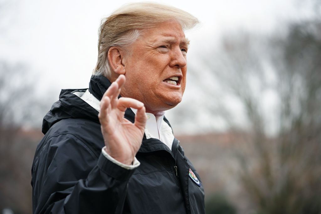 President Donald Trump speaks to the press before boarding Marine One at the White House in Washington, DC, on March 8. (Mandel Ngan&mdash;AFP/Getty Images)