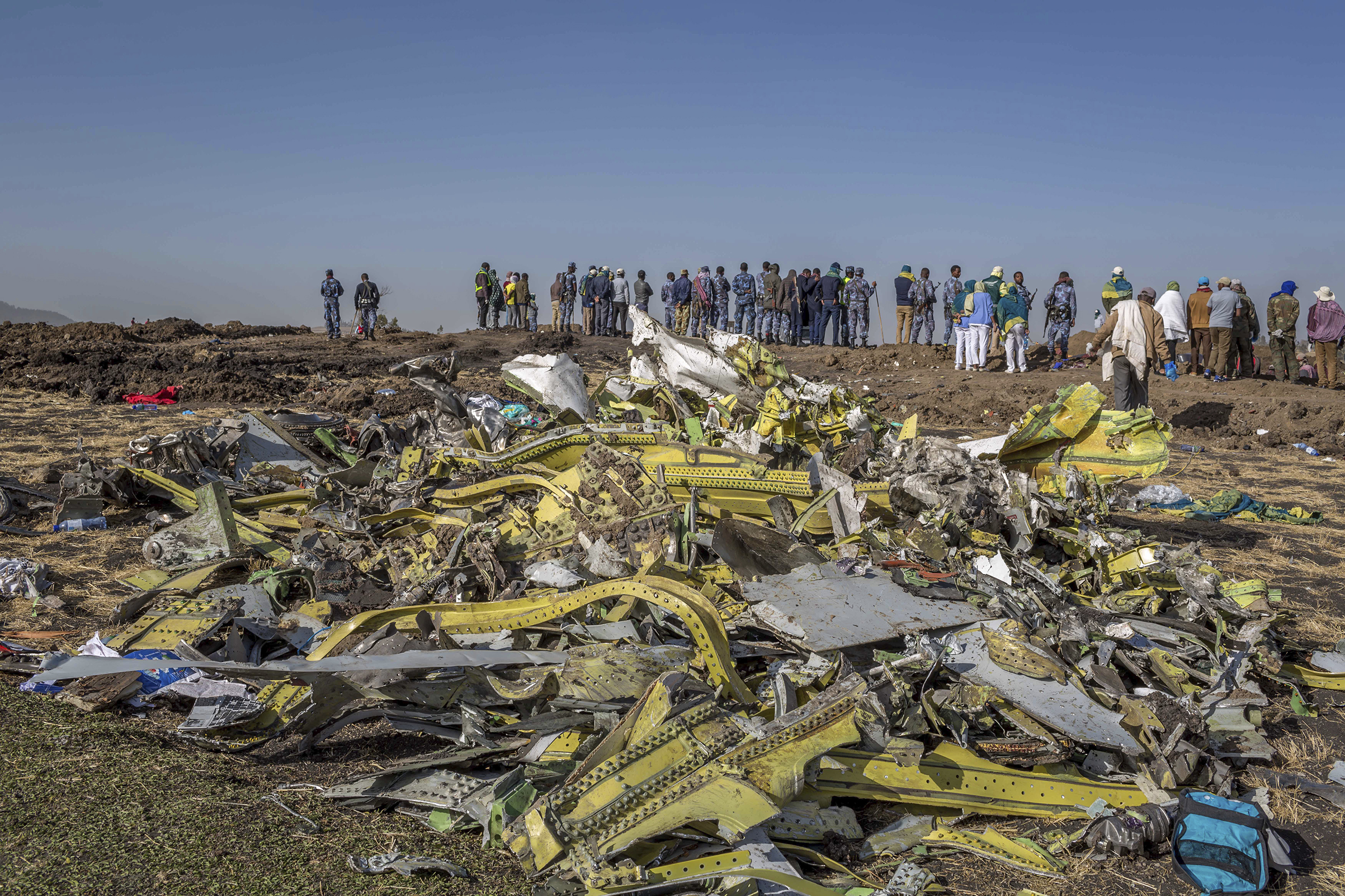 Wreckage near Bishoftu, south of Addis Ababa, after the March 10 Ethiopian Airlines crash (Mulugeta Ayene—AP)