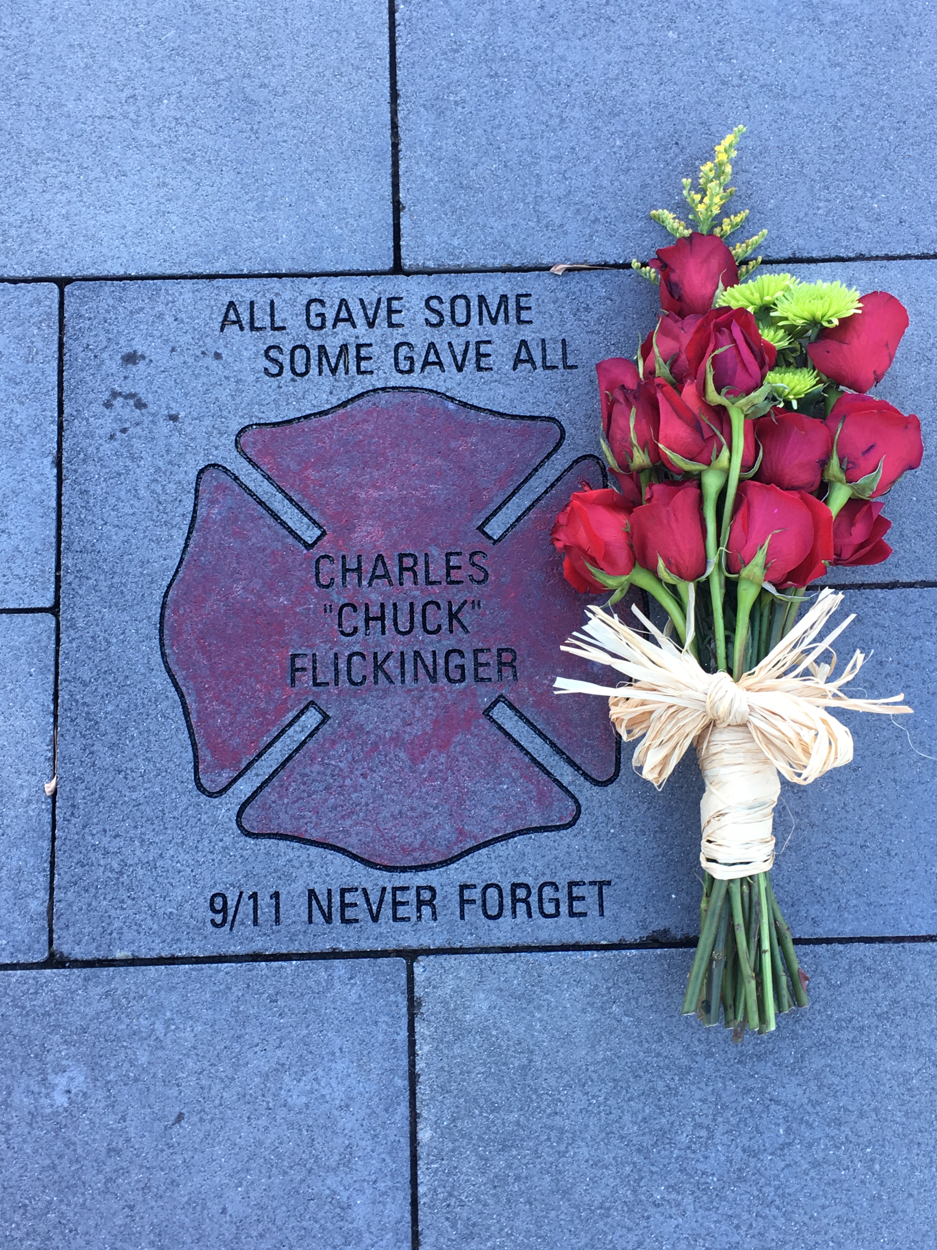 A memorial to Charles "Chuck" Flickinger, who volunteered as a firefighter on 9/11 (Photo courtesy of Charlotte Berwind)