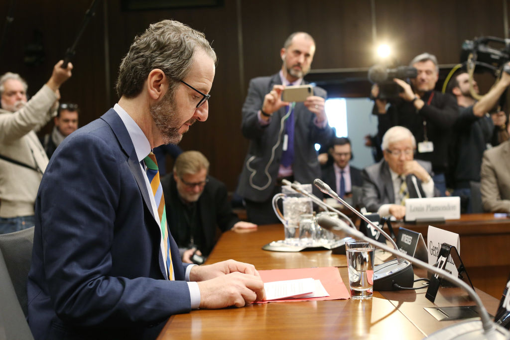 Gerald Butts, former principal secretary to Canada's Prime Minister Justin Trudeau, testifies before the House of Commons justice committee on Parliament Hill on March 6, 2019 in Ottawa, Canada. Trudeau and top aides are accused of meddling in a federal criminal investigation of SNC-Lavalin, a major Canadian engineering firm. (Dave Chan&mdash;Getty Images)