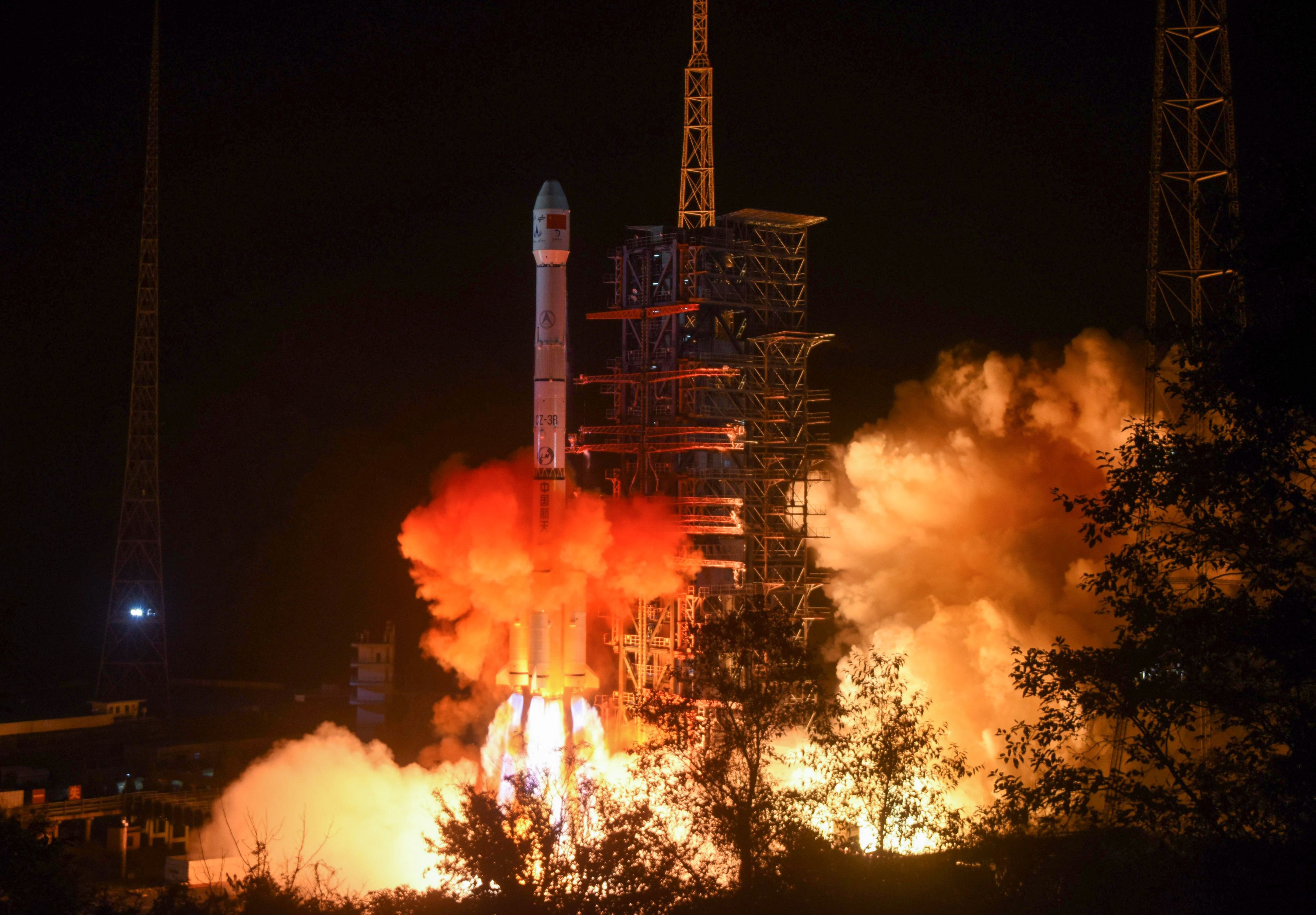A Long March 3B rocket lifts off from the Xichang launch center in China's southwestern Sichuan province on Dec. 8, 2018. (Stringer&mdash;AFP/Getty Images)