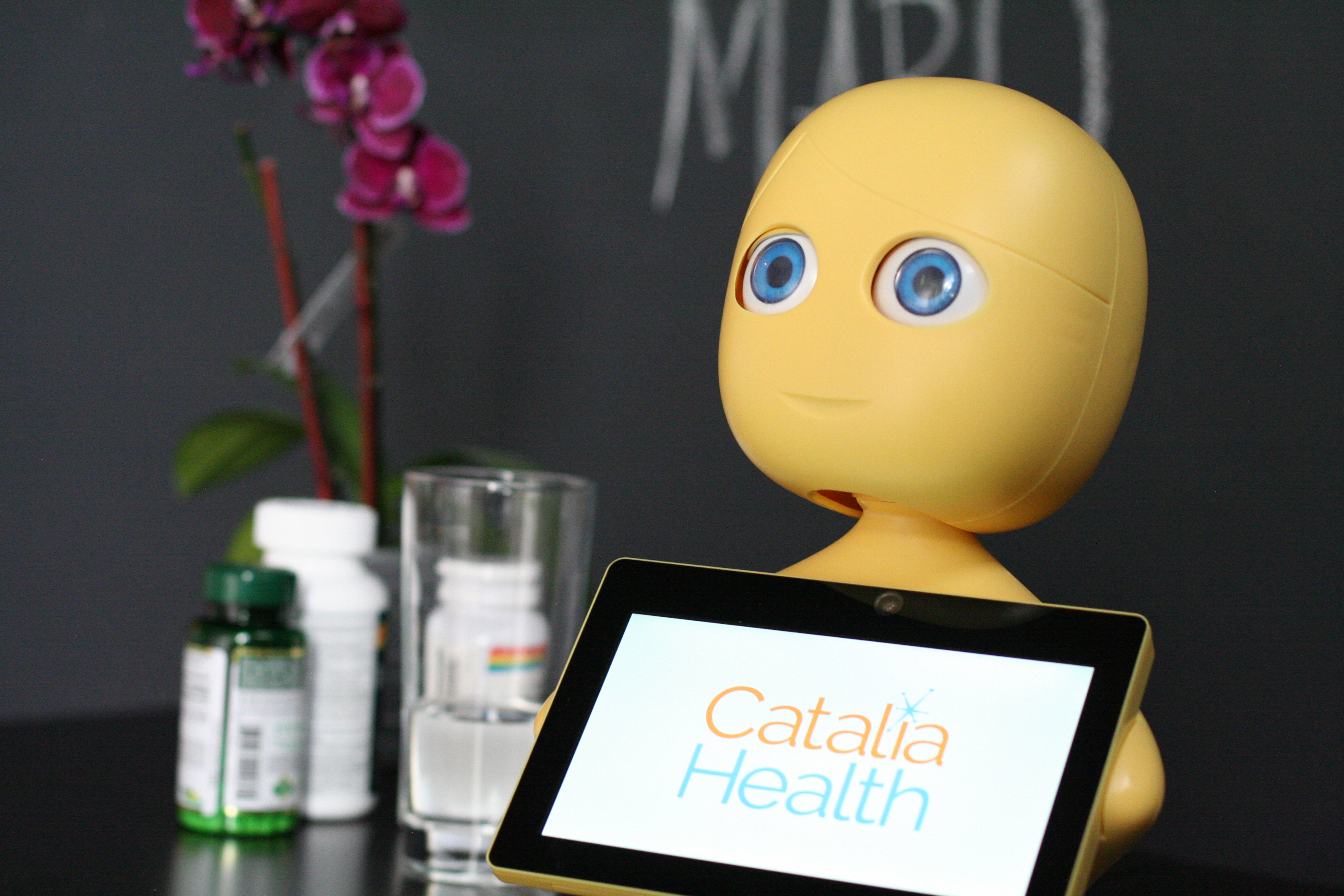 Mabu, a robot that talks to heart failure patients and helps them manage their disease (Catalia Health)
