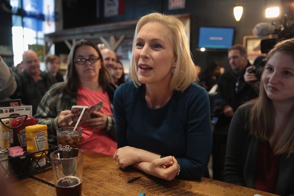 U.S. Senator Kirsten Gillibrand speaks to guests during a campaign stop at the Chrome Horse Saloon on February 18, 2019 in Cedar Rapids, Iowa. Gillibrand, who is seeking the 2020 Democratic nomination for president, made campaign stops in Cedar Rapids and Iowa City. (Scott Olson—Getty Images)