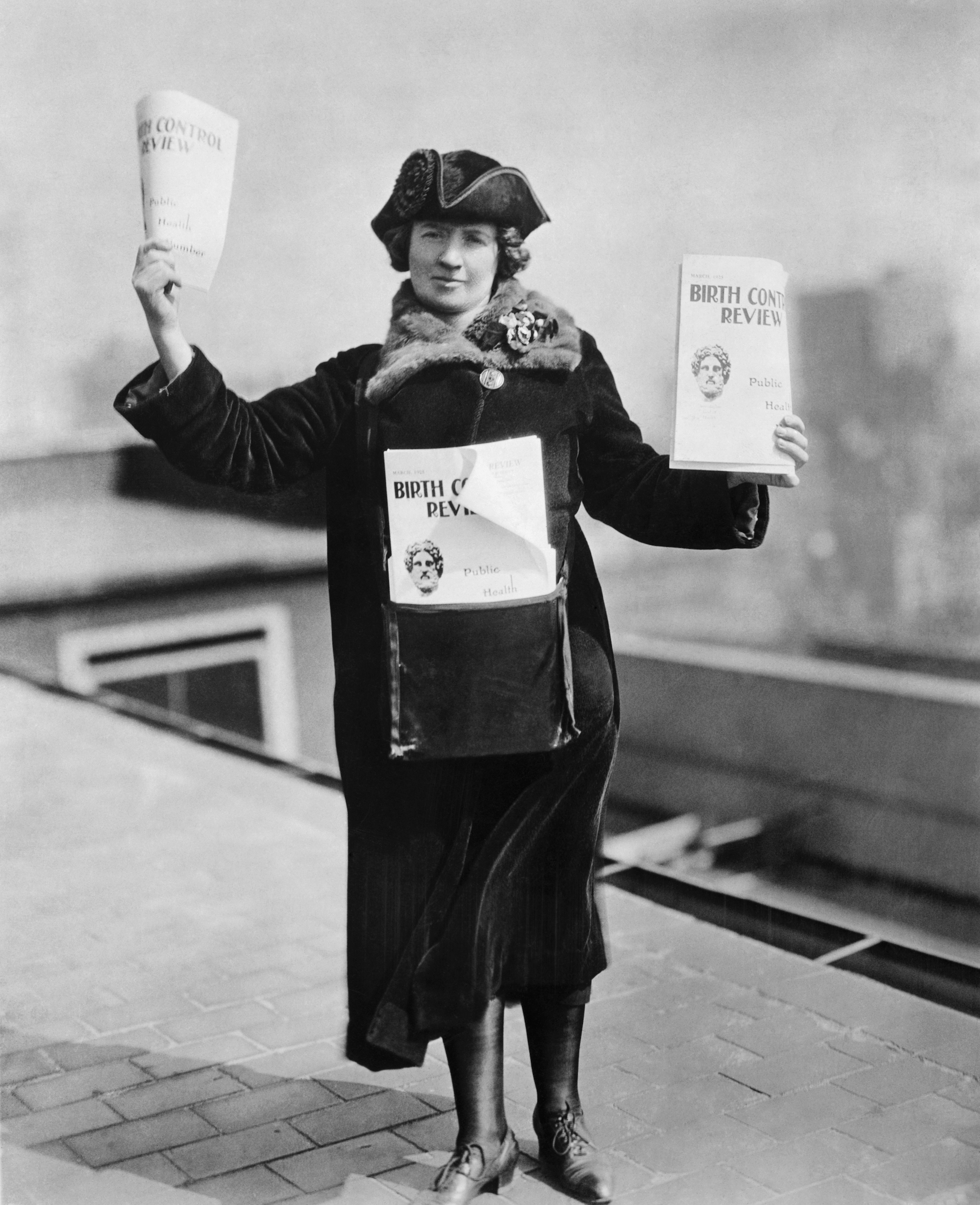 Kitty Marion ready to sell the Birth Control Review in the streets of New York, 1915. (Bettmann/Getty Images)