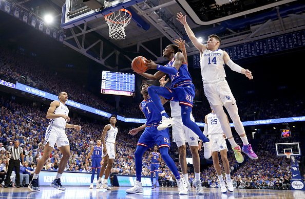 Lagerald Vick #24 of the Kansas Jayhawks shoots the ball against the Kentucky Wildcats at Rupp Arena in Lexington, Kentucky on January 26, 2019. (Andy Lyons—Getty Images)