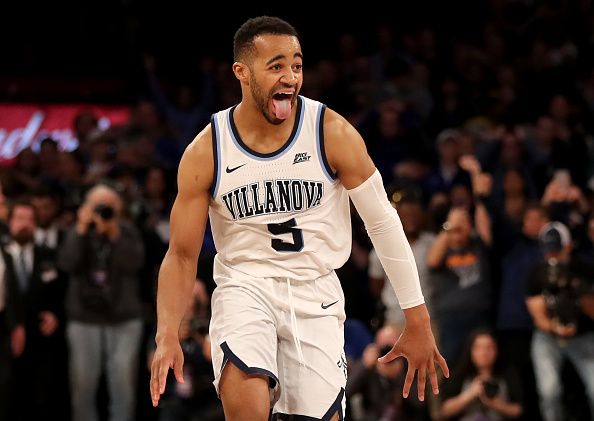 Phil Booth #5 of the Villanova Wildcats celebrates the 74-72 win over the Seton Hall Pirates during the Big East Championship Game at Madison Square Garden in New York City on March 16, 2019.