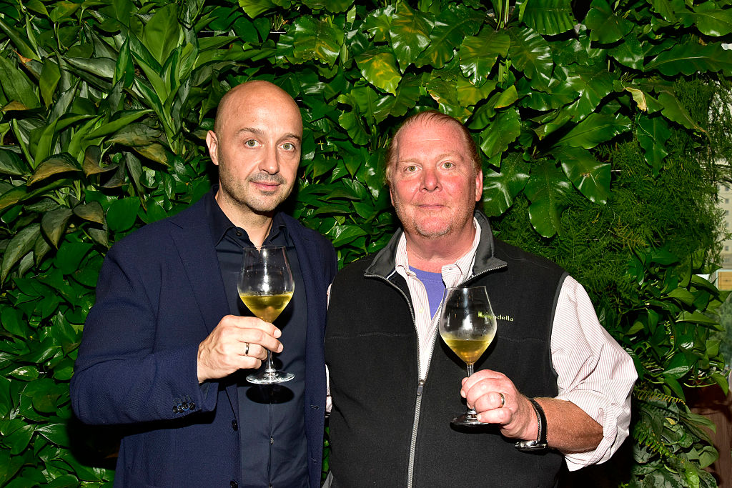 Joe Bastianich and Mario Batali attend the Eataly Downtown NY Ribbon Cutting on August 2, 2016 in New York City. (Eugene Gologursky&mdash;2016 Getty Images)