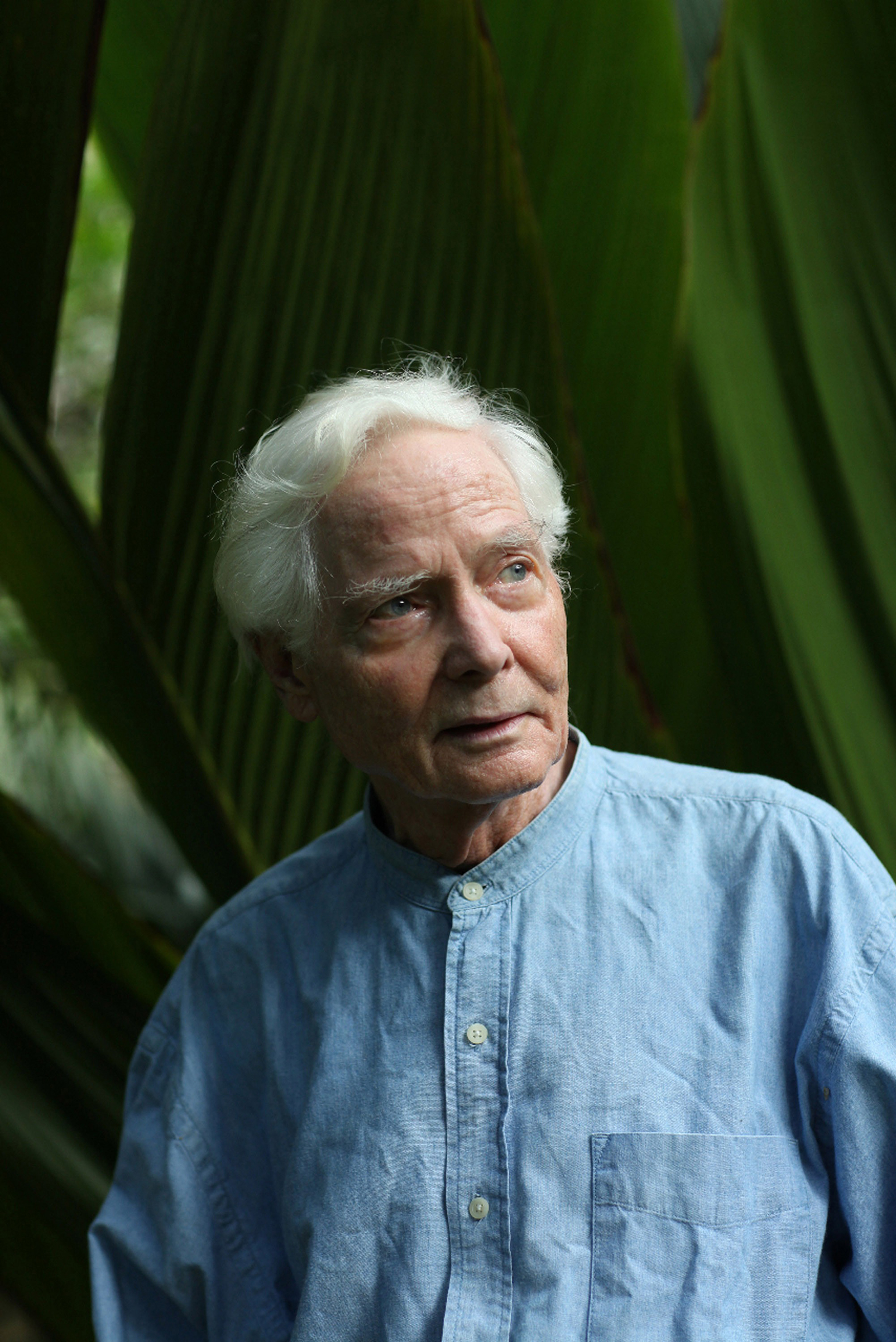 Merwin at his home, a palm-tree preserve in Hawaii, in 2010