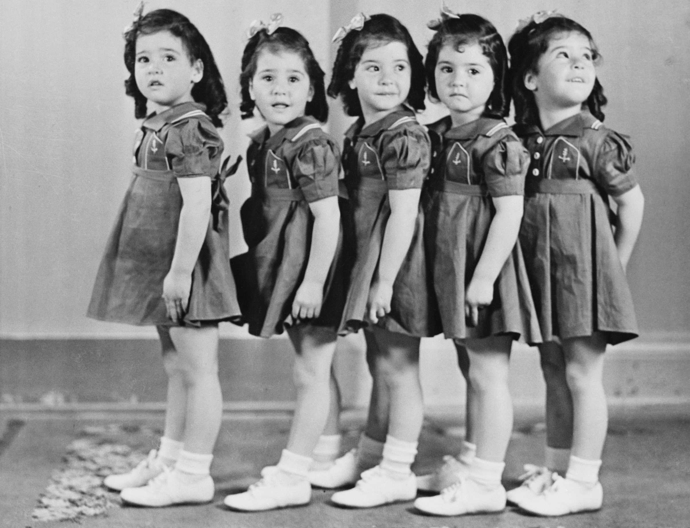 The world-famed Dionne Quintuplets in 1938 when they were 4 years old. (Bettmann/Getty Images)