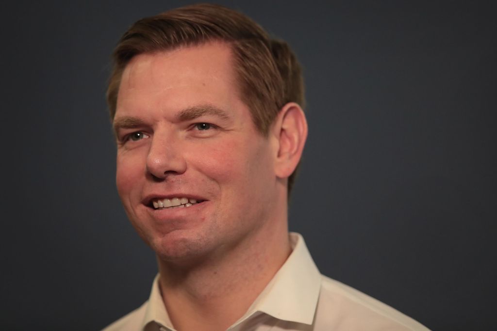 Congressman Eric Swalwell (D-CA) speaks to guests during an event at the Iowa City Public Library on February 18, 2019 in Iowa City, Iowa. (Scott Olson—Getty Images Congressman Eric Swalwell (D-CA) speaks to guests during an event at the Iowa City Public Library on February 18, 2019 in Iowa City, Iowa.)