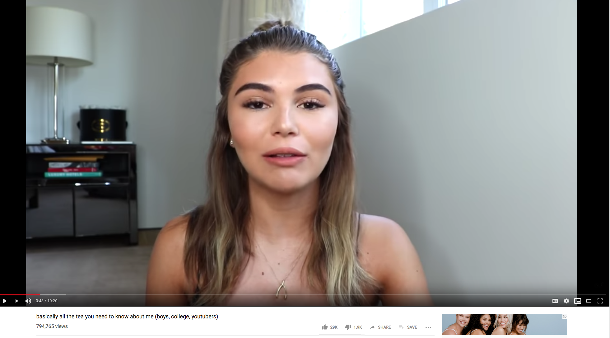 Olivia Jade's YouTube video addressing her plans for college at USC. 