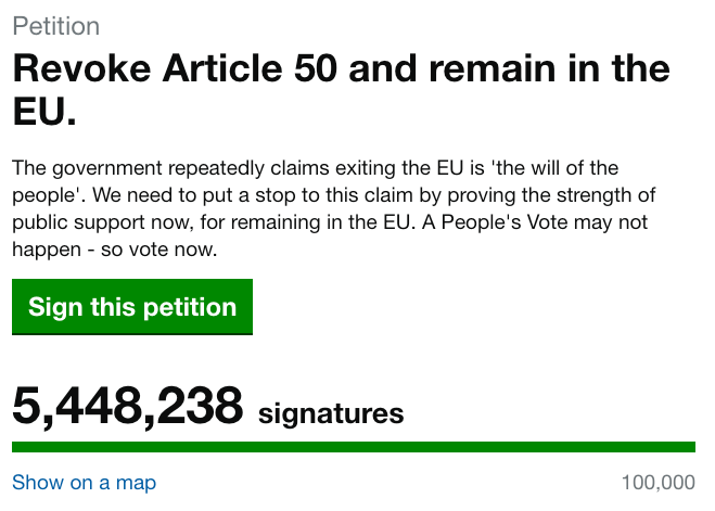 A petition calling on the U.K. government to cancel Brexit (TIME)