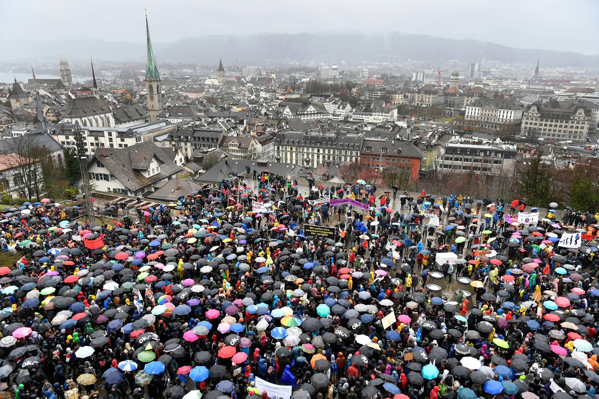 Students strike for climate change in Zurich, Switzerland