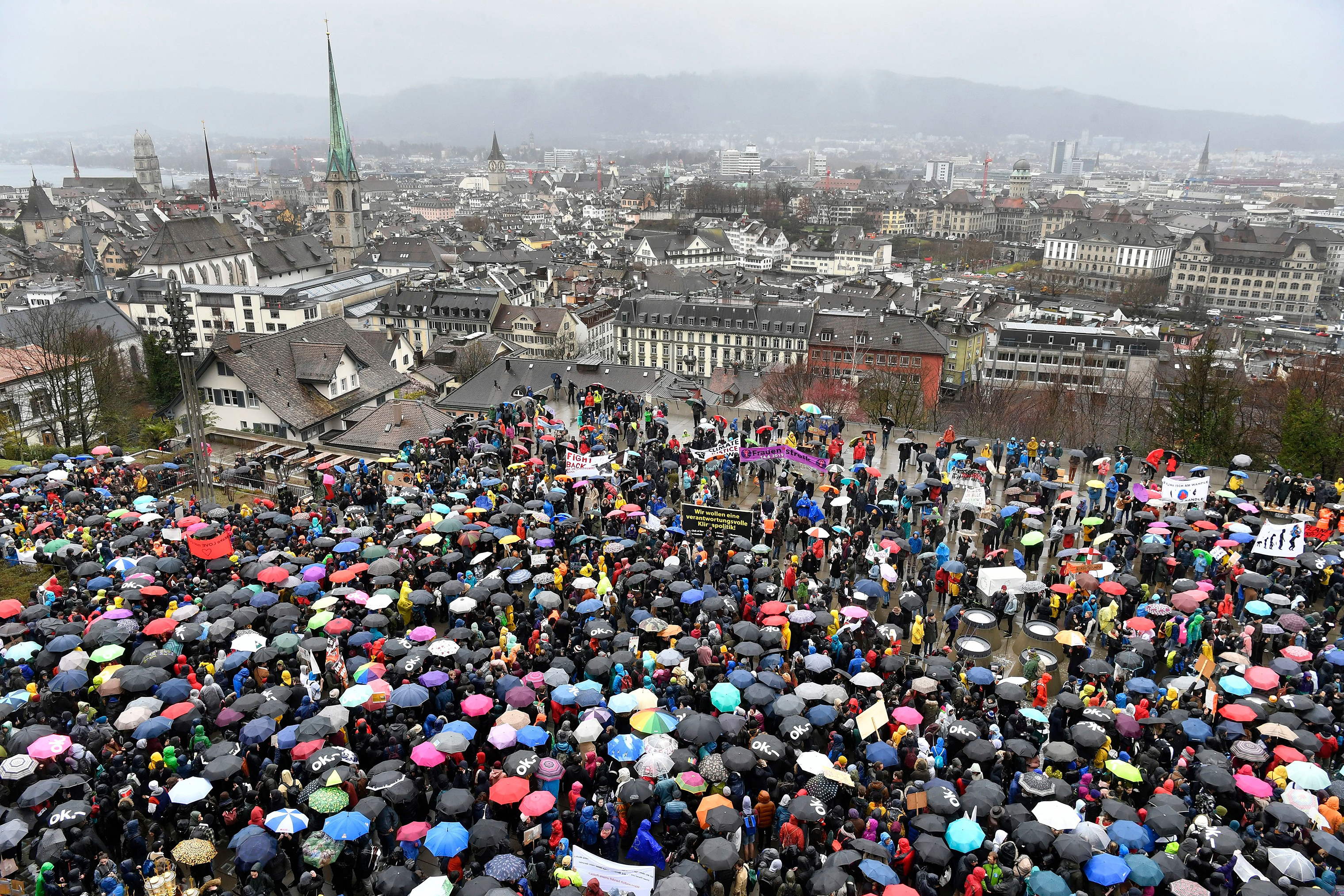 Thousands of students demonstrated during a 'climate strike' protest in Zurich, Switzerland, on March 15, 2019. (Walter Bieri—EPA-EFE/Shutterstock)