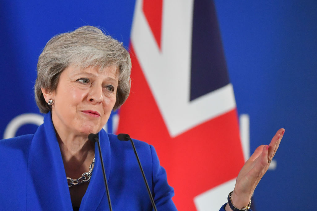 Britain's Prime Minister Theresa May gives a press conference after a special meeting of the European Council to endorse the draft Brexit withdrawal agreement and to approve the draft political declaration on future EU-UK relations on November 25, 2018 in Brussels. (Emmanuel Dunand—AFP/Getty Images)