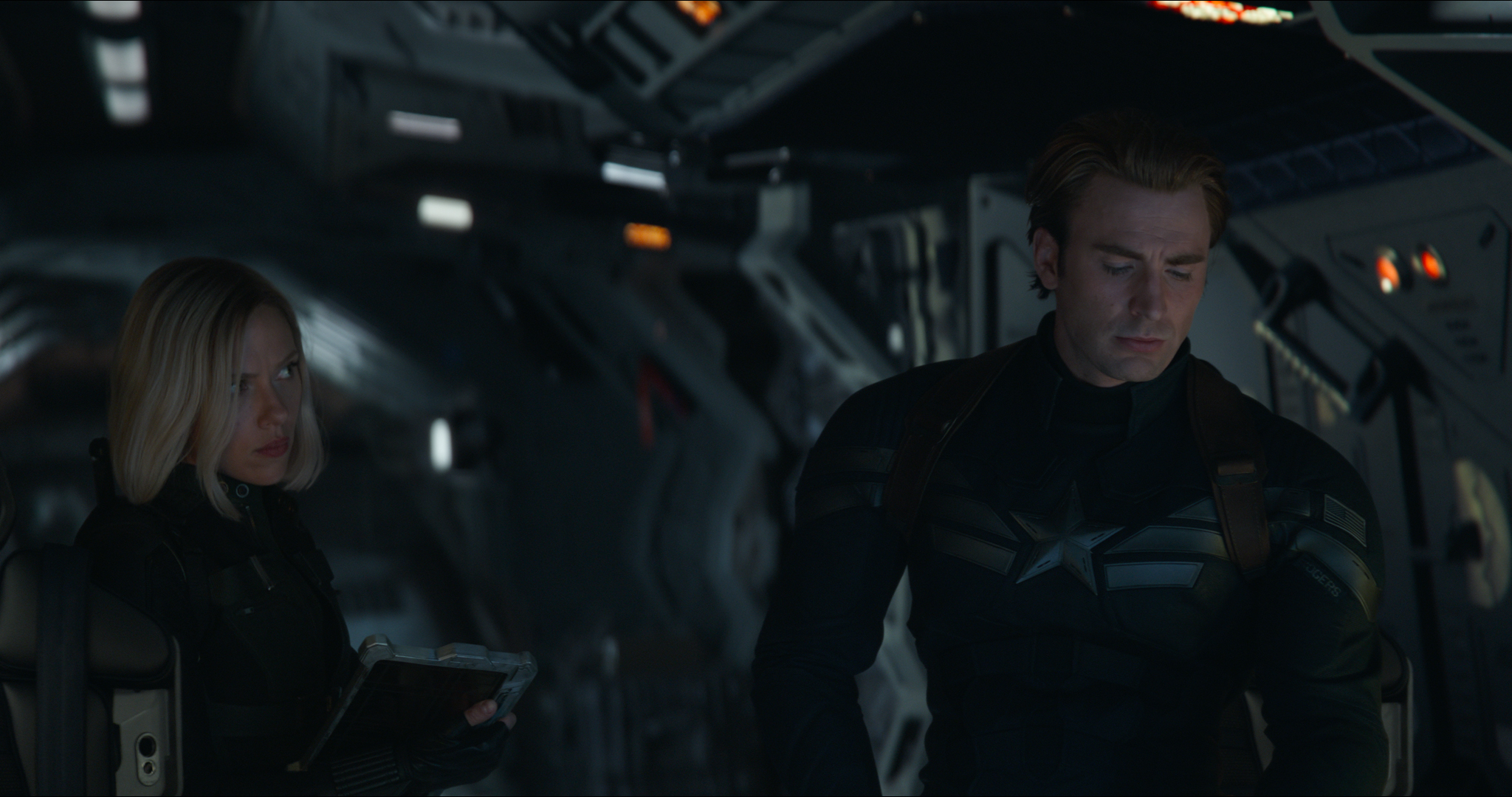Still from 'Avengers: Endgame' featuring Black Widow/Natasha Romanoff (Scarlett Johansson) and Captain America/Steve Rogers (Chris Evans). (Film Frame—Marvel Studios 2019)