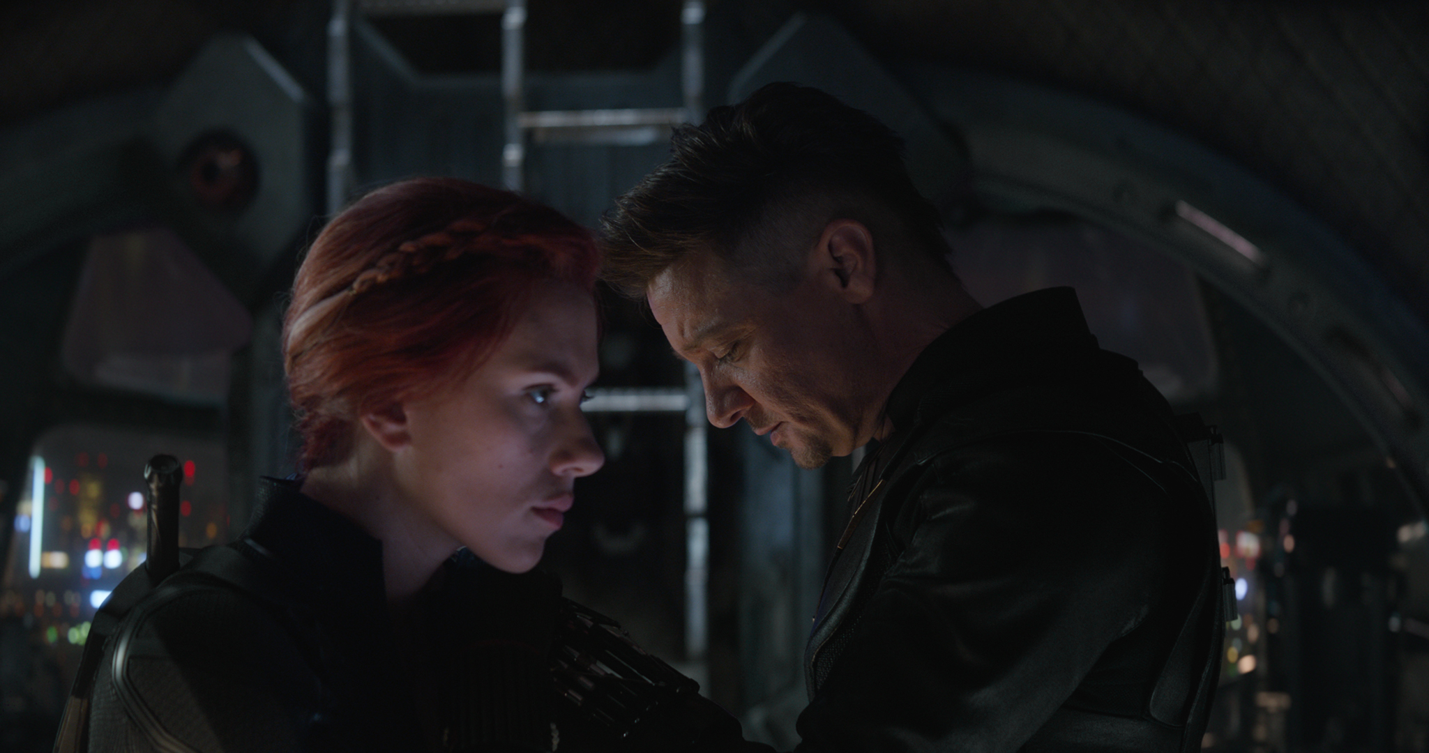 Still from 'Avengers: Endgame' featuring Black Widow (Scarlett Johansson) and Hawkeye (Jeremy Renner). (Film Frame—Marvel Studios 2019)
