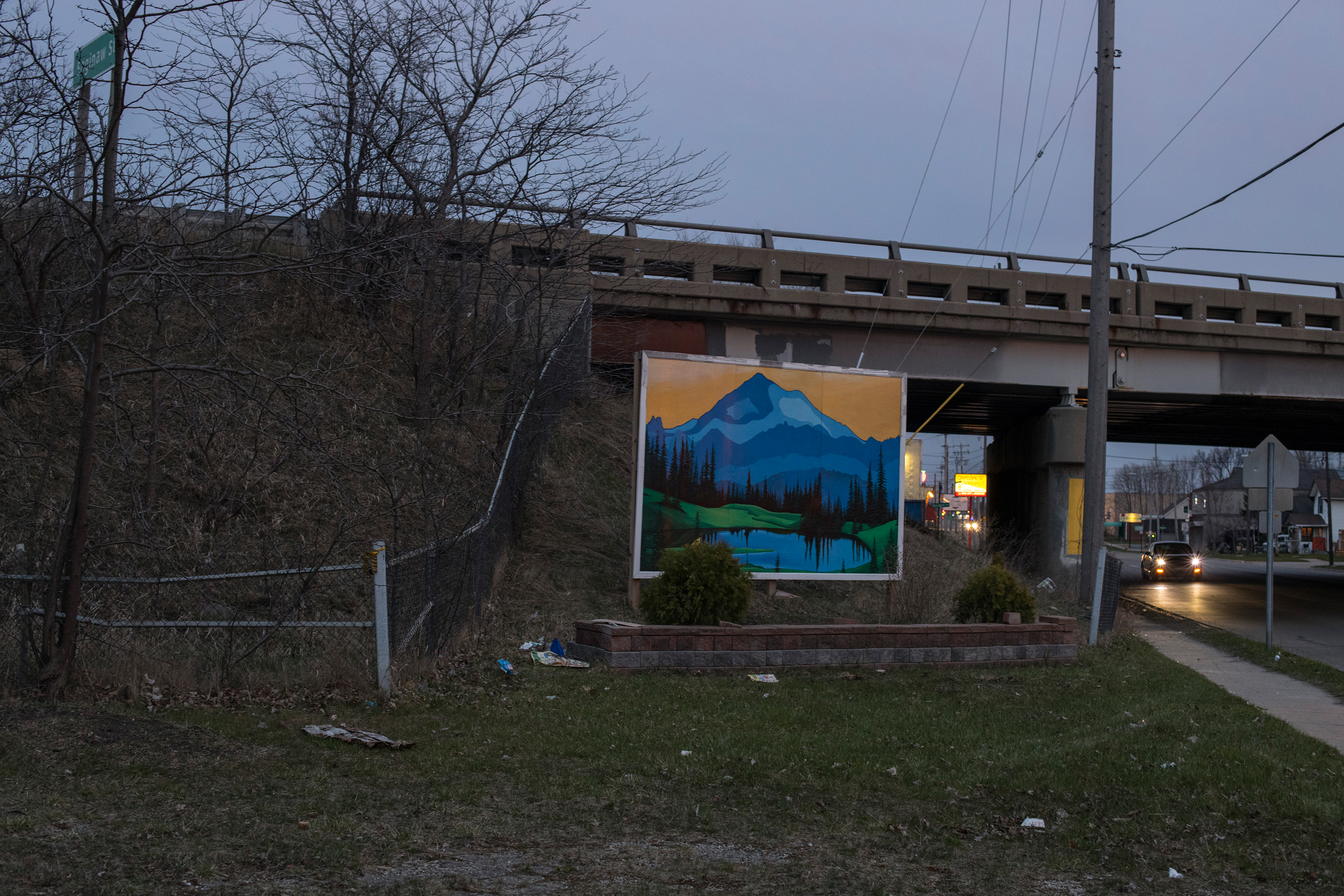 A picturesque mural sits on the side of Saginaw Street on the south side of Flint. (Brittany Greeson for TIME)