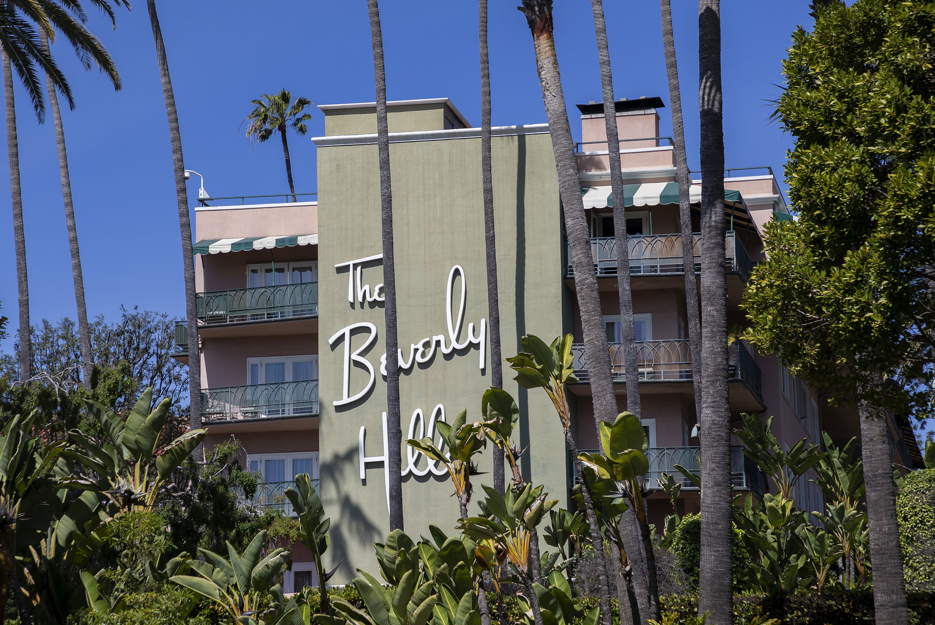 Exterior views of the Beverly Hills Hotel owned by the Sultan of Brunei on March 29, 2019. (Ted Soqui—Sipa USA)