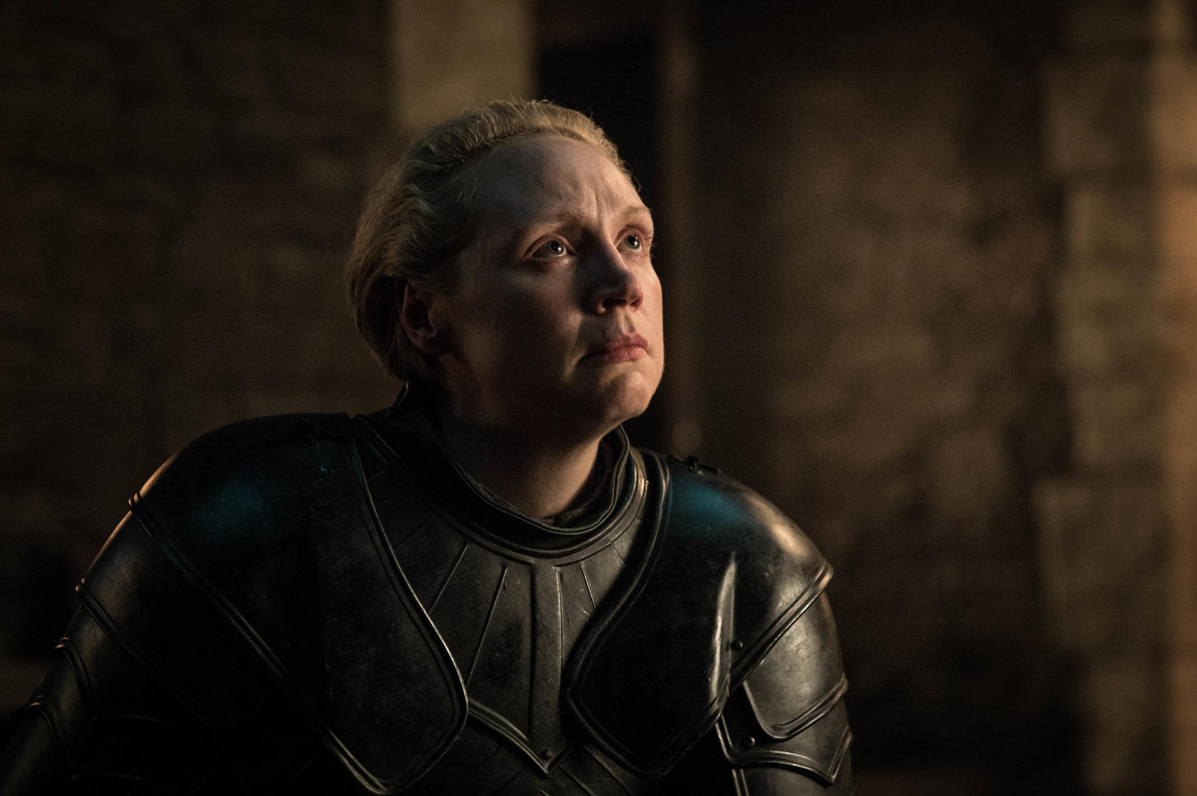 Gwendoline Christie as Brienne of Tarth.