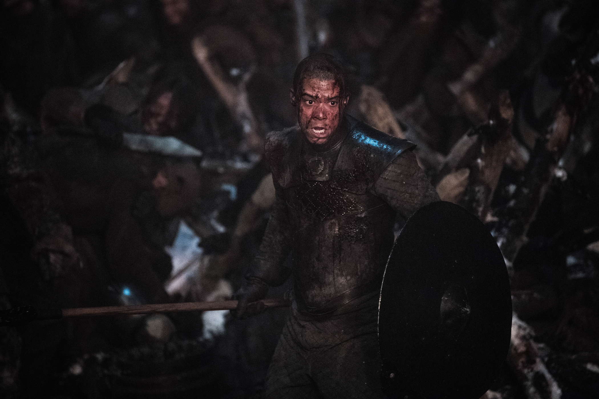 Grey Worm leads the Unsullied in the Battle of Winterfell. (Helen Sloan—HBO)