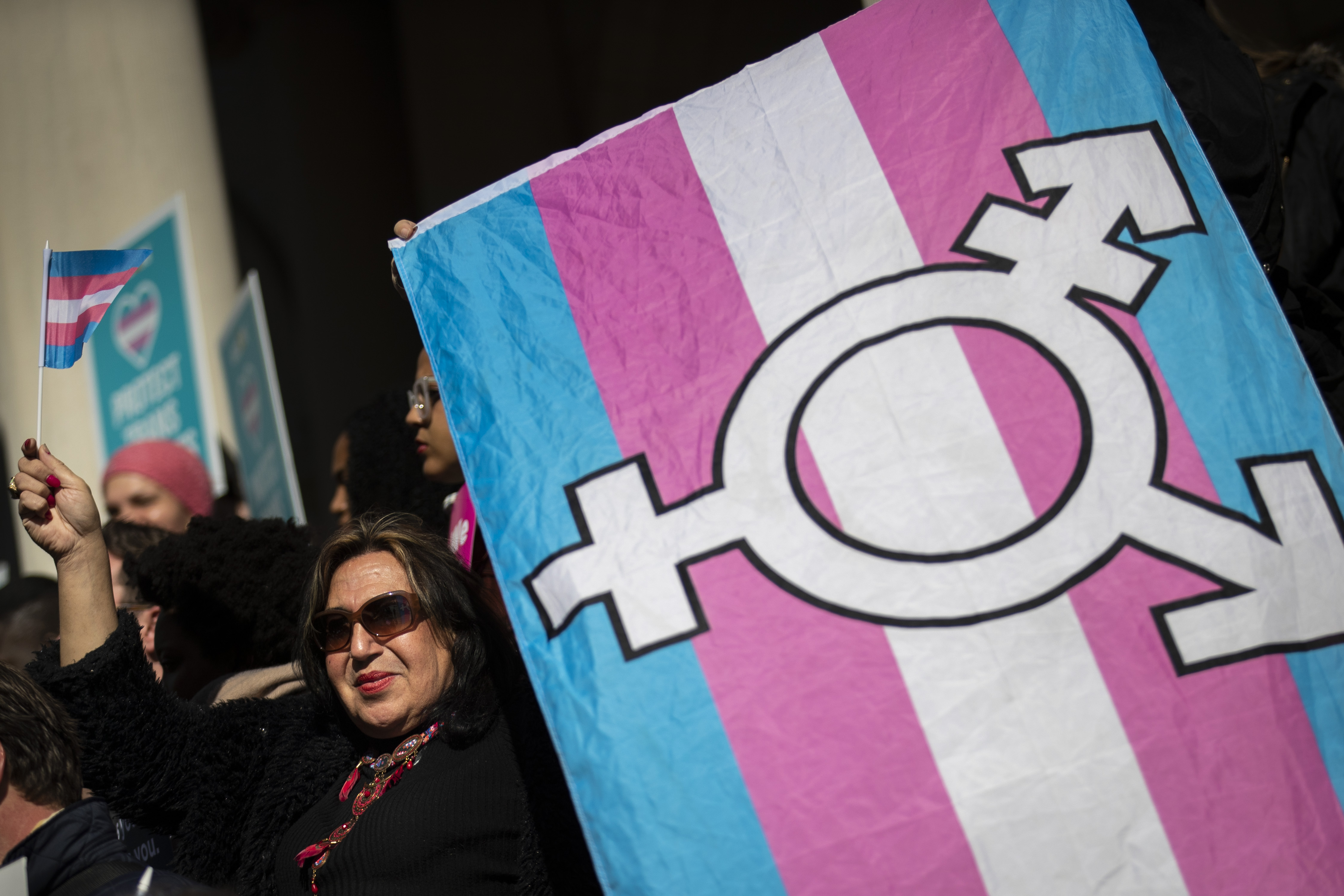 L.G.B.T. activists and their supporters rally in support of transgender people on the steps of New York City Hall, October 24, 2018 in New York City. (Drew Angerer&mdash;Getty Images)