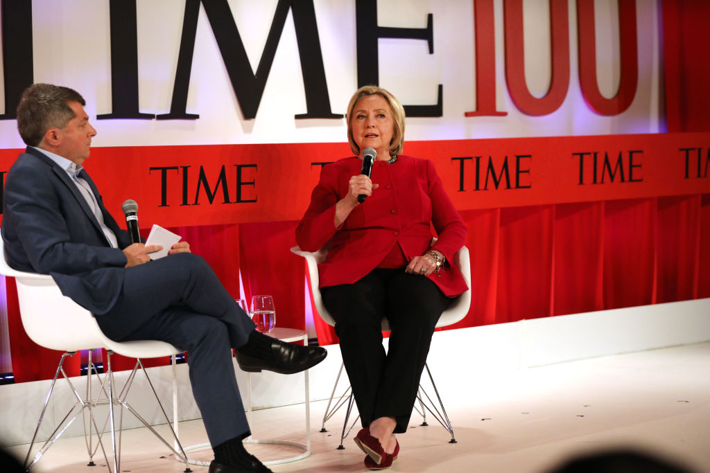 Former U.S. Secretary of State Hillary Clinton speaks at the TIME 100 Summit on April 23, 2019 in New York City. (Spencer Platt&mdash;Getty Images)