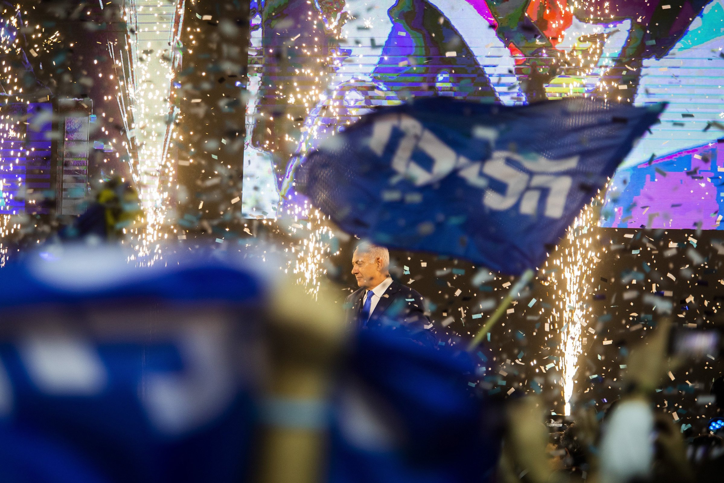 Netanyahu was feted by Likud party supporters at an election-night party in Tel Aviv Israel