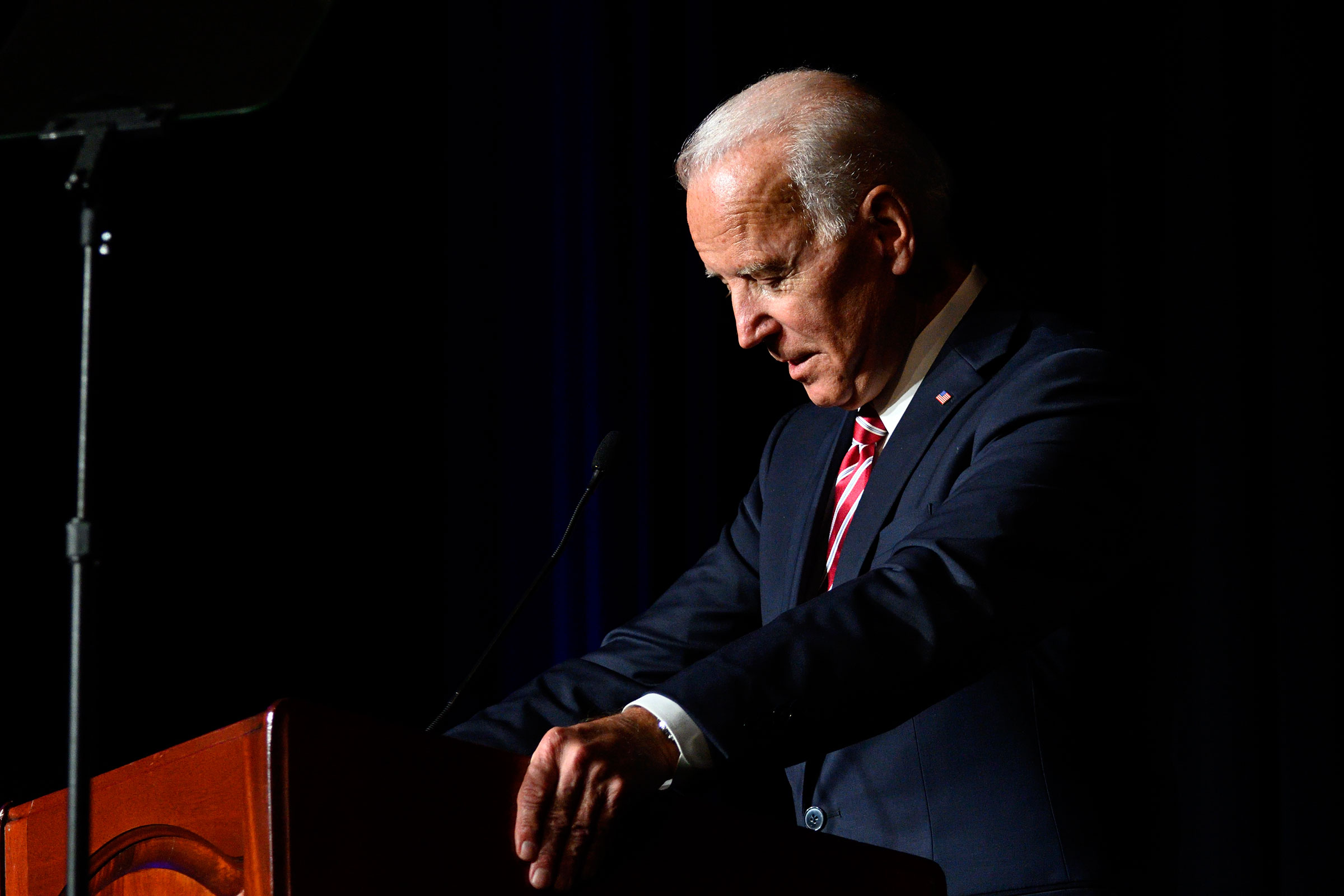 Joe Biden delivers the keynote speech at the First State Democratic Dinner in Dover, DE on March 16, 2019. (Bastiaan Slabbers—NurPhoto/Getty Images)