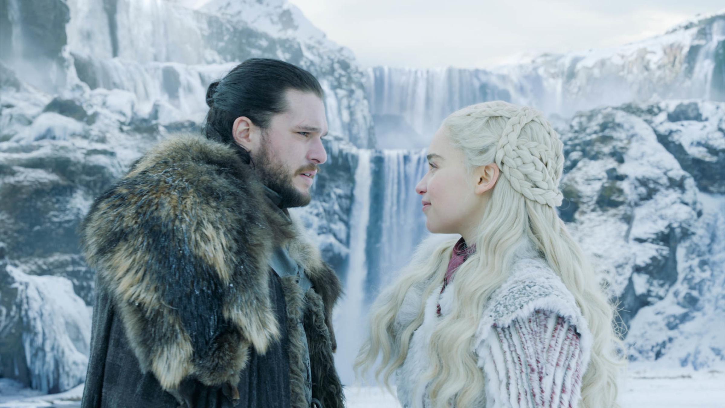 Jon and Daenerys kiss in Game of Thrones season 8 episode 1