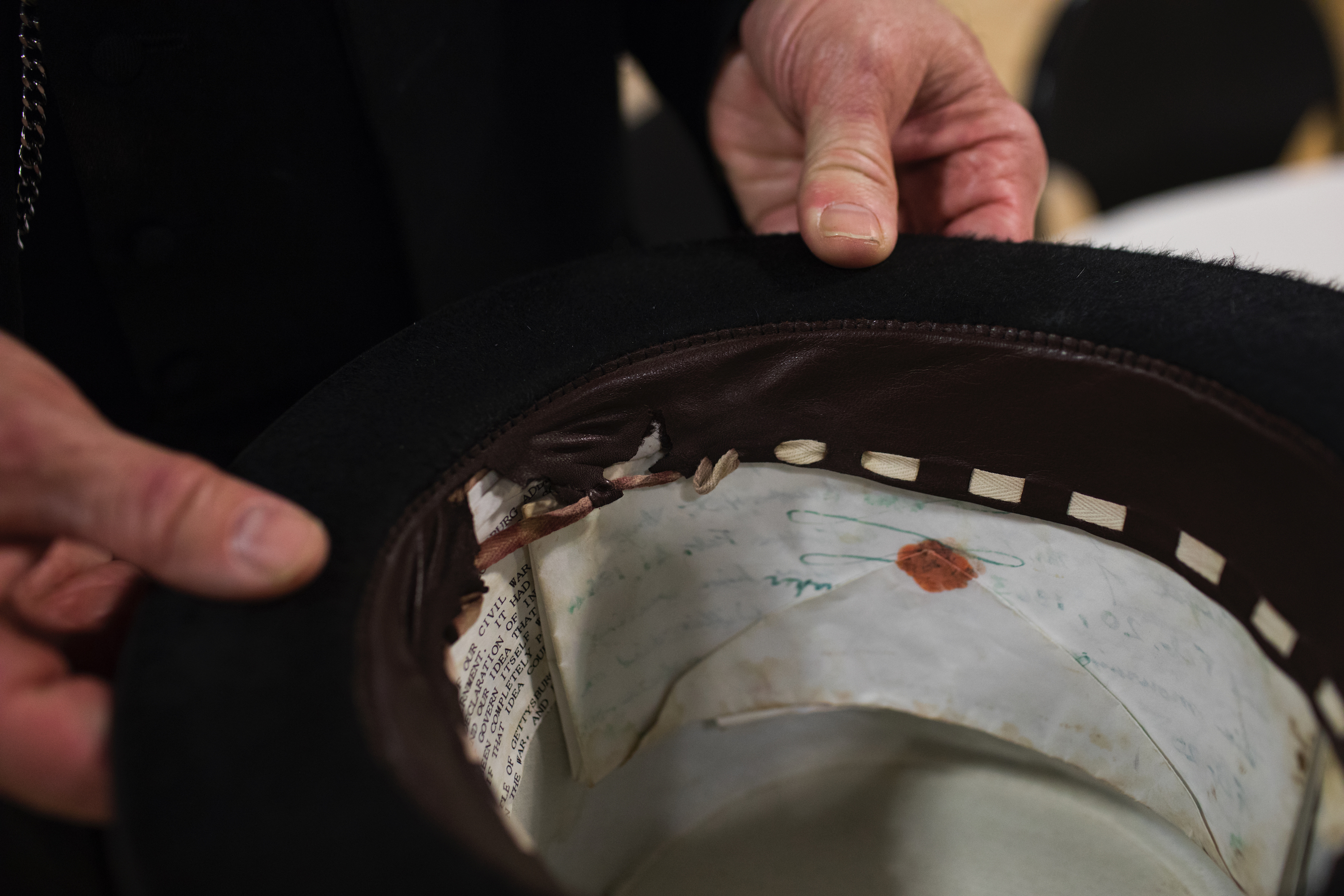Abraham Lincoln used his hat to carry notes and letters. Almost every participant at the conference did the same. (Benjamin Norman for TIME)