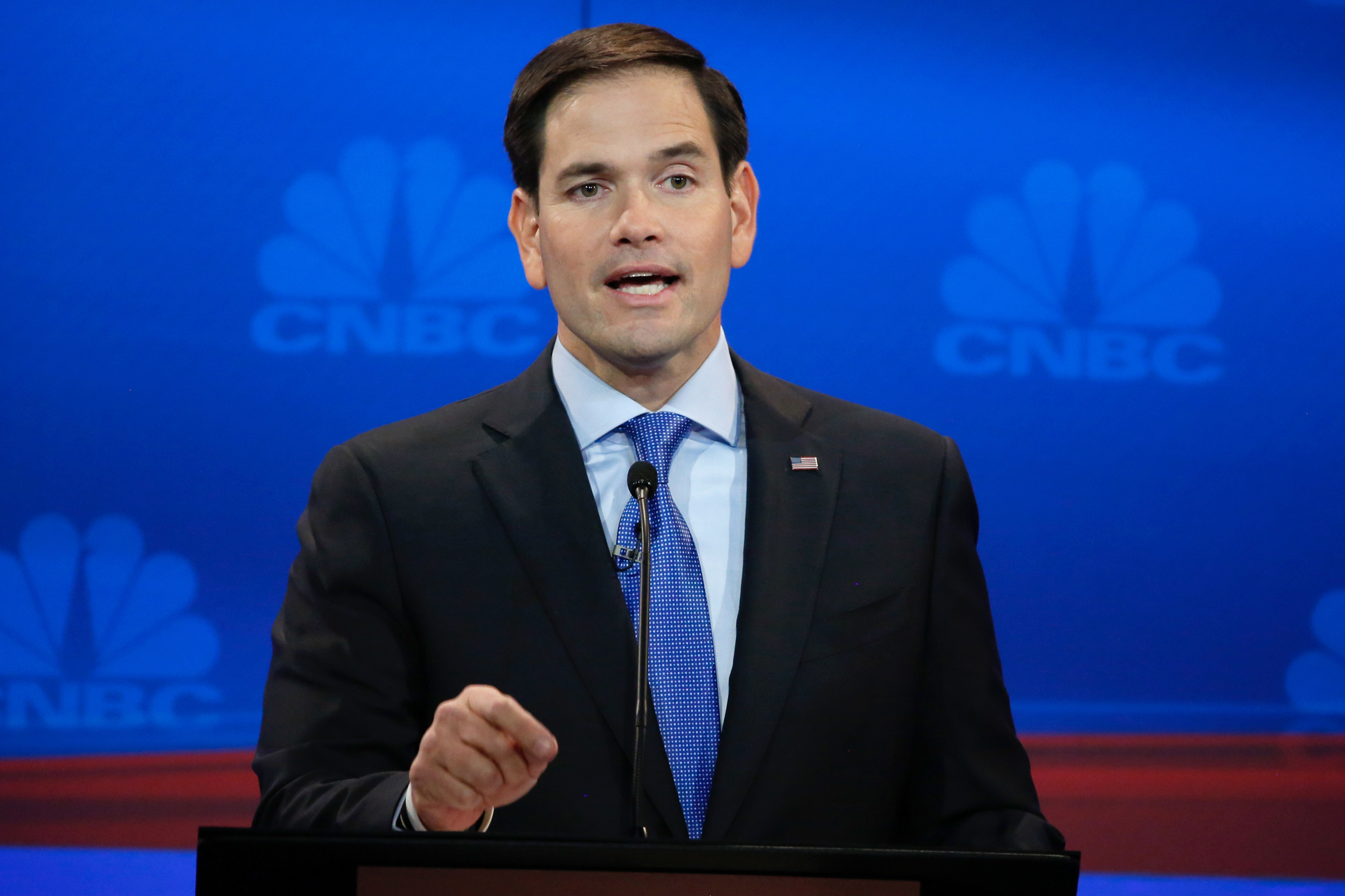 Marco Rubio participates in CNBC's "Your Money, Your Vote: The Republican Presidential Debate" at the University of Colorado Boulder in Boulder, on Oct. 28. (David A. Grogan—CNBC/NBCU Photo Bank/Getty Images)