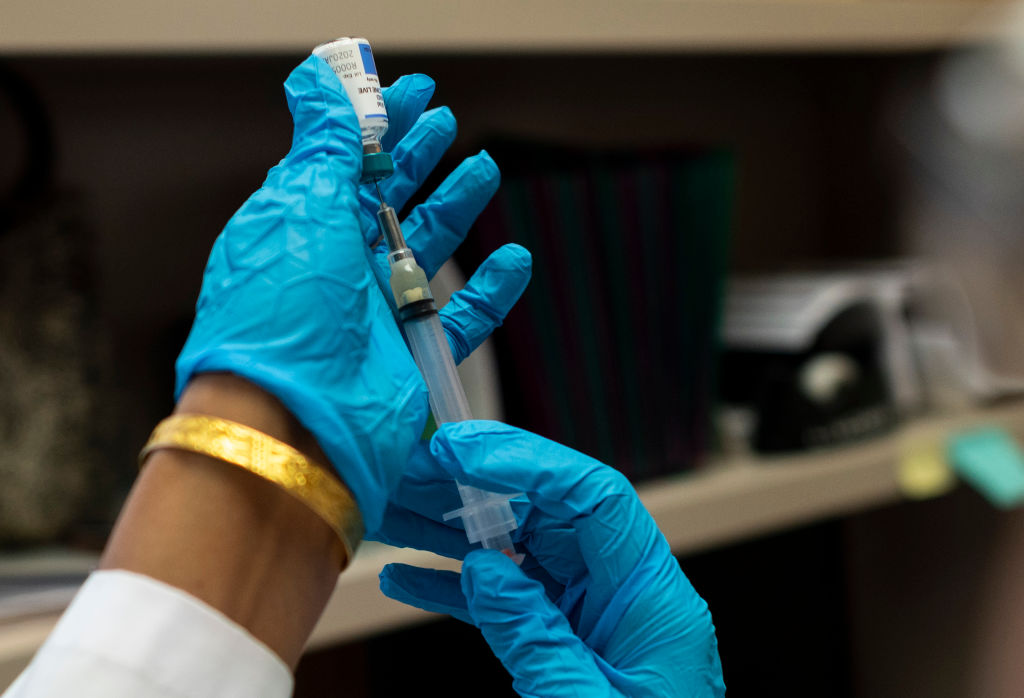 A nurse prepares the measles, mumps and rubella vaccine at the Rockland County Health Department on April 5, 2019. (JOHANNES EISELE&mdash;AFP/Getty Images)