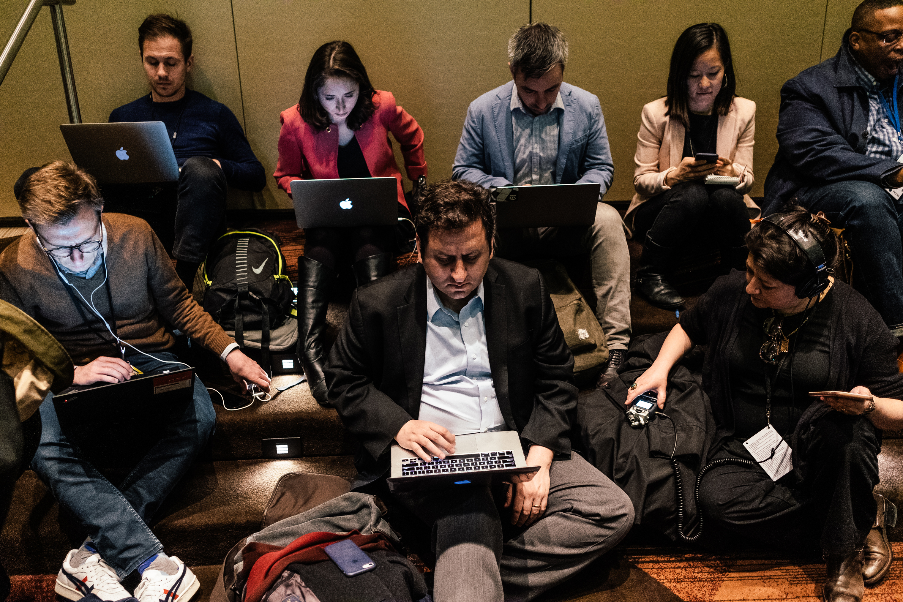 Members of the press during the annual National Action Network Convention or NAN in the Sheraton Hotel in Manhattan on April 5, 2019. (Christopher Lee for TIME)