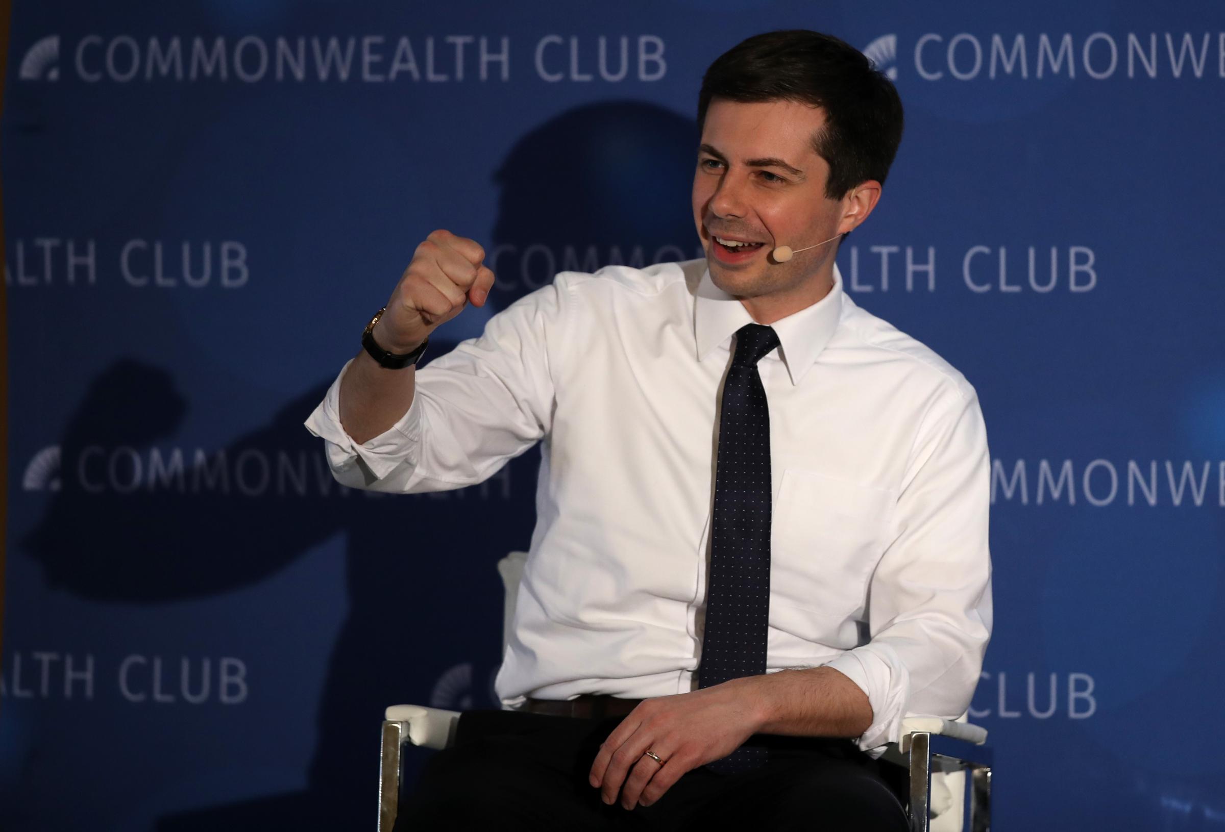 Democratic Presidential Candidate Pete Buttigieg Addresses The Commonwealth Club Of San Fransisco