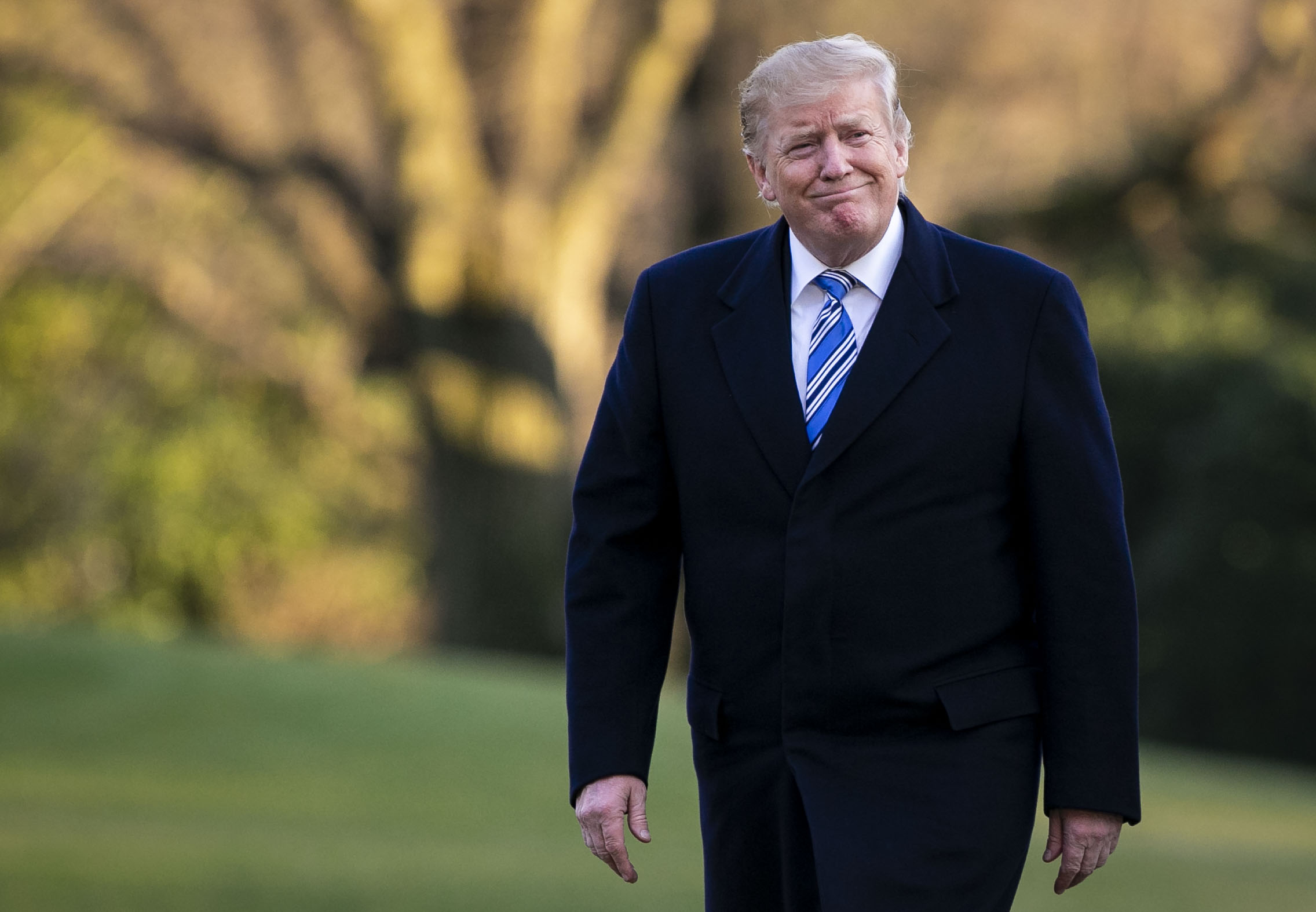 President Donald Trump walks on the South Lawn of the White House, on March 10, 2019 in Washington, DC. (Al Drago—Getty Images)