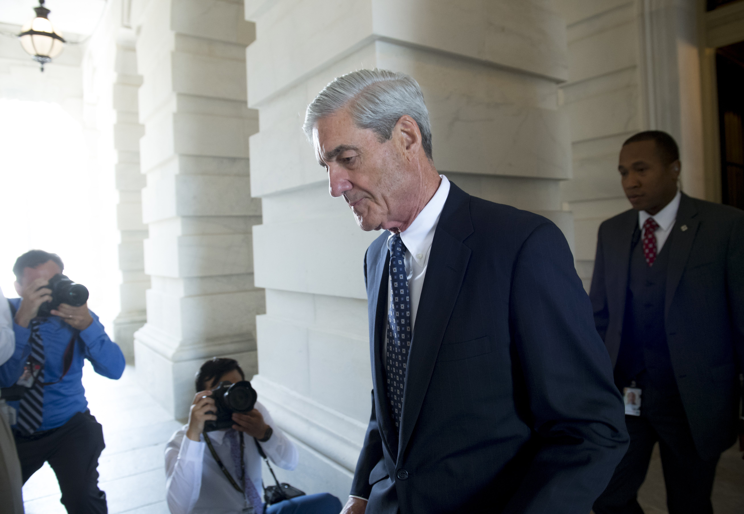 Robert Mueller leaves following a meeting with members of the U.S. Senate Judiciary Committee at the U.S. Capitol in Washington, D.C., on June 21, 2017. (Saul Loeb—AFP/Getty Images)