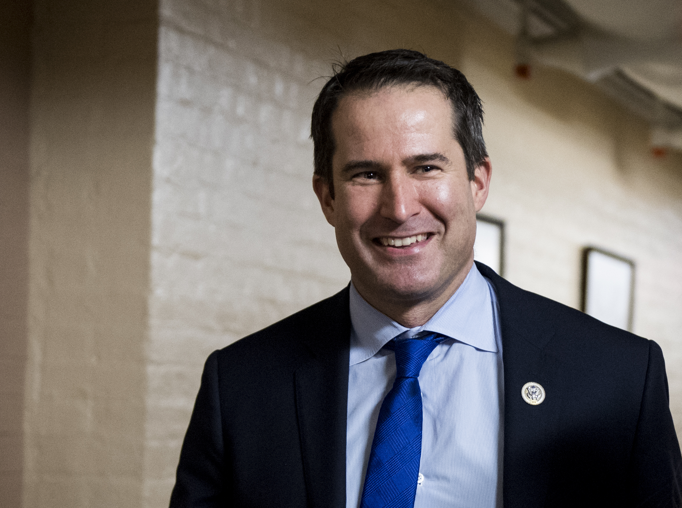 Rep. Seth Moulton, D-Mass., arrives for the House Democrats' caucus meeting in the Capitol on Thursday, Nov. 15, 2018. (Bill Clark—CQ-Roll Call,Inc.)