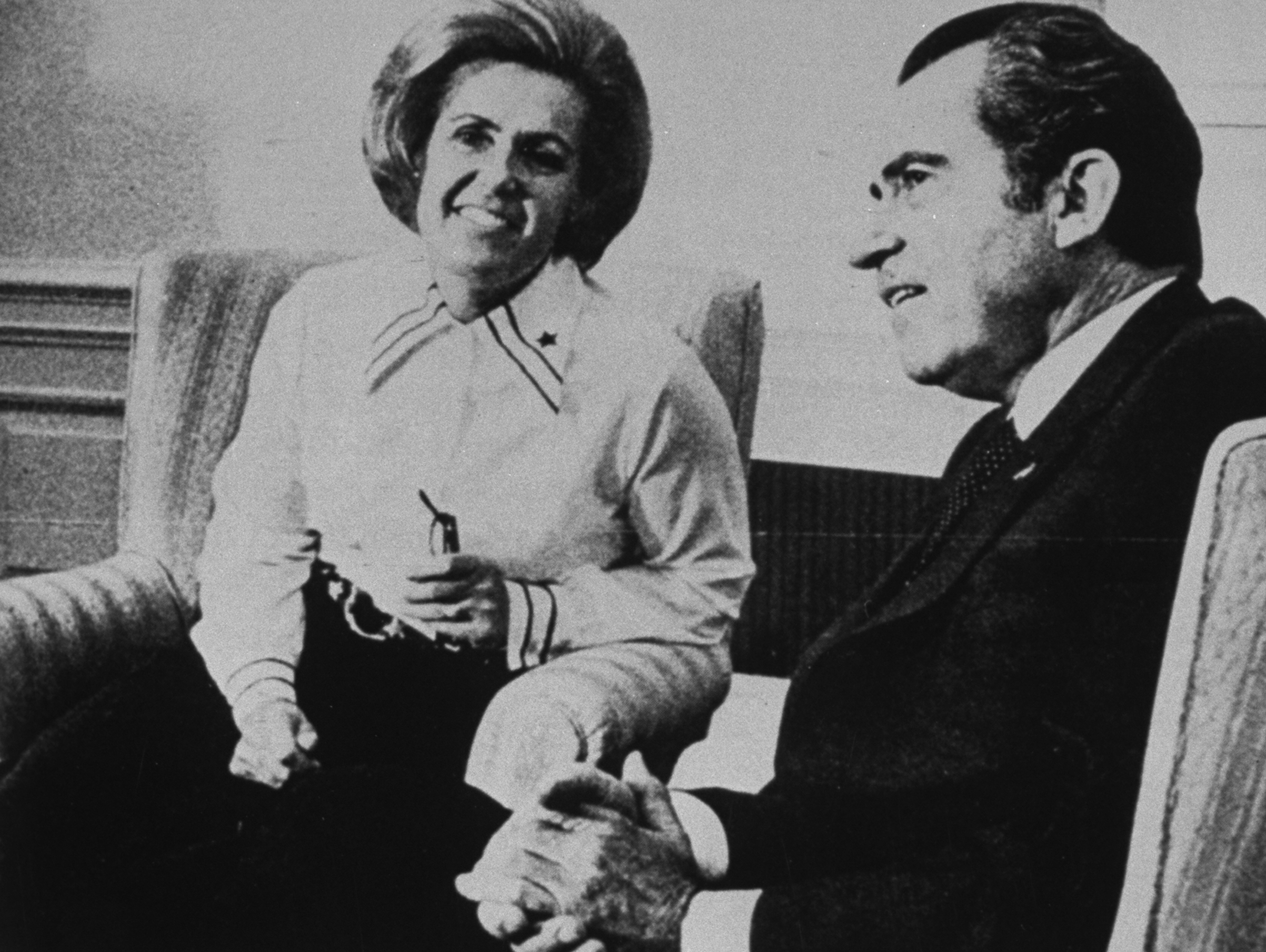 Photo of Sybil, wife of James Bond Stockdale, founder of National League of Families of American Prisoners and Missing in Southeast Asia, w. Richard Nixon in the late 1960s. (Kim Komenich—The LIFE Images Collection/Getty)