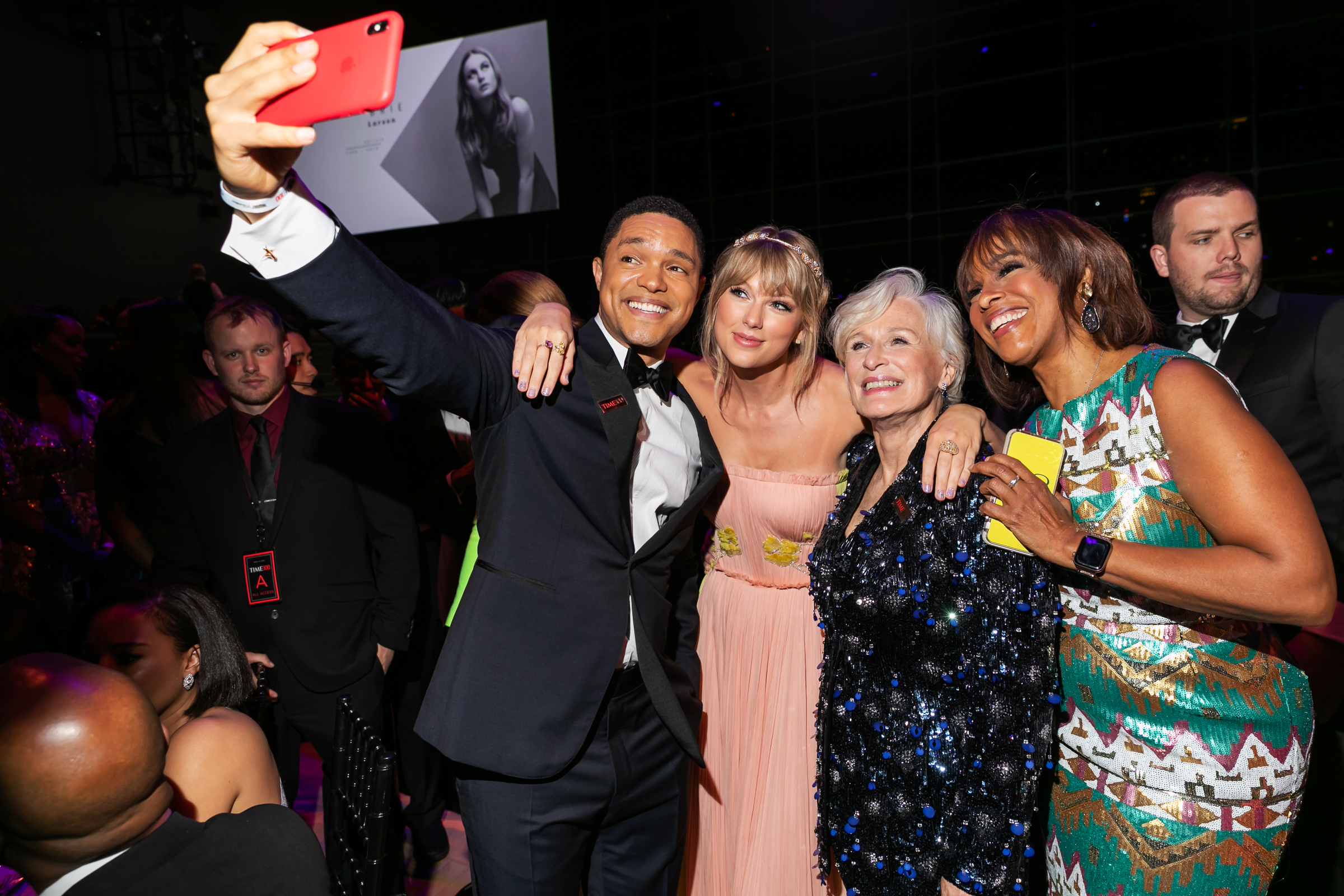 Trevor Noah, Taylor Swift, Glenn Close and Gayle King at the Time 100 Gala at Jazz at Lincoln Center in New York City on April 23, 2019. (Kevin Tachman for TIME)