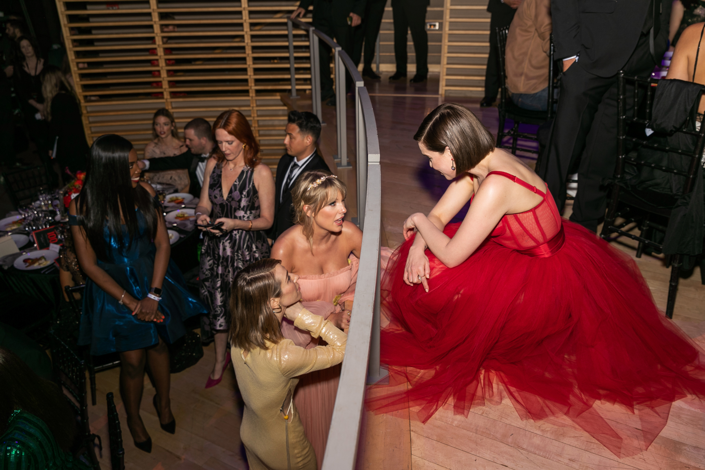Taylor Swift and Emilia Clarke at the Time 100 Gala at Jazz at Lincoln Center in New York City on April 23, 2019. (Kevin Tachman for TIME)