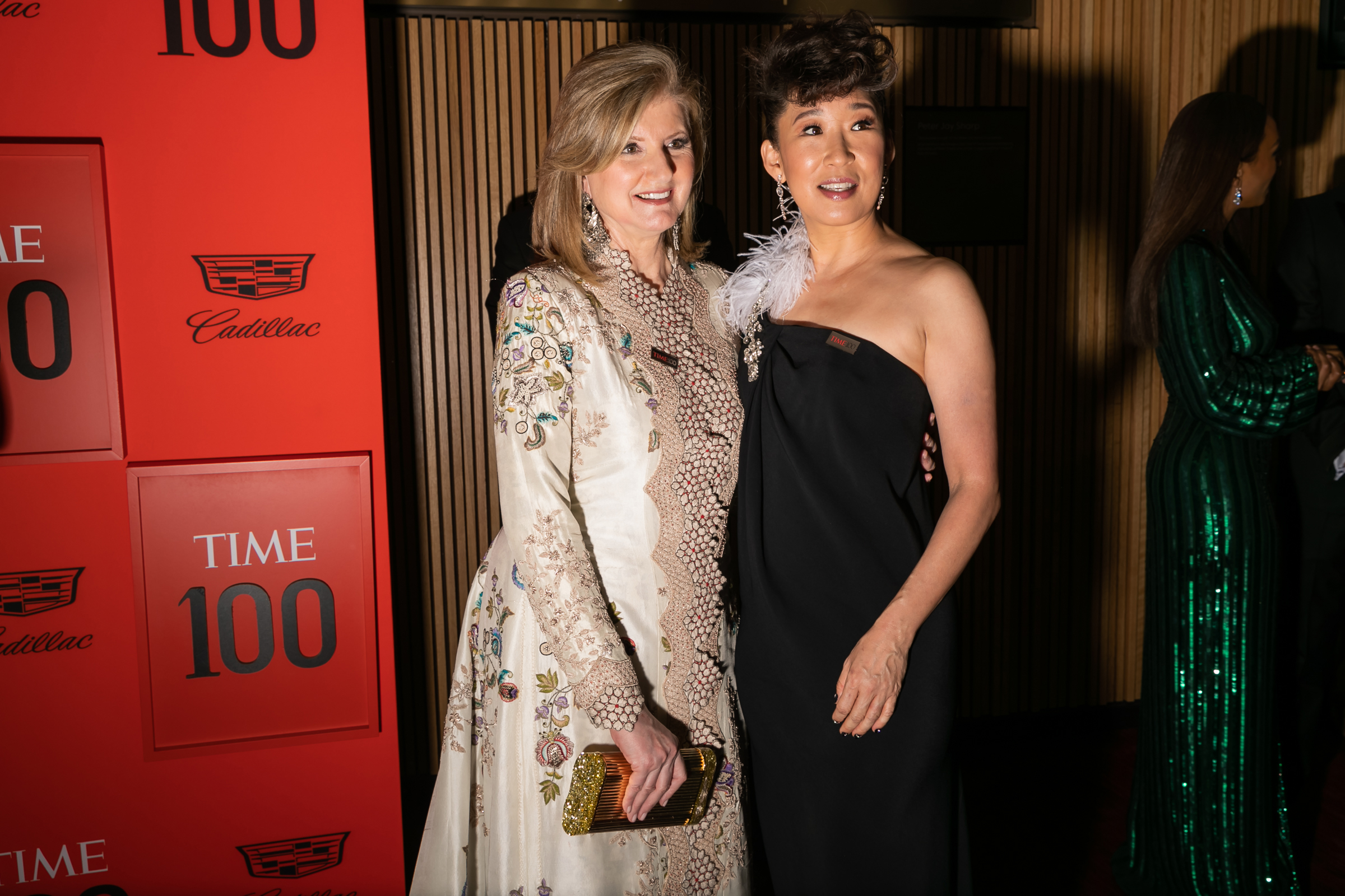 Arianna Huffington and Sandra Oh at the Time 100 Gala at Jazz at Lincoln Center in New York City on April 23, 2019. (Kevin Tachman for TIME)