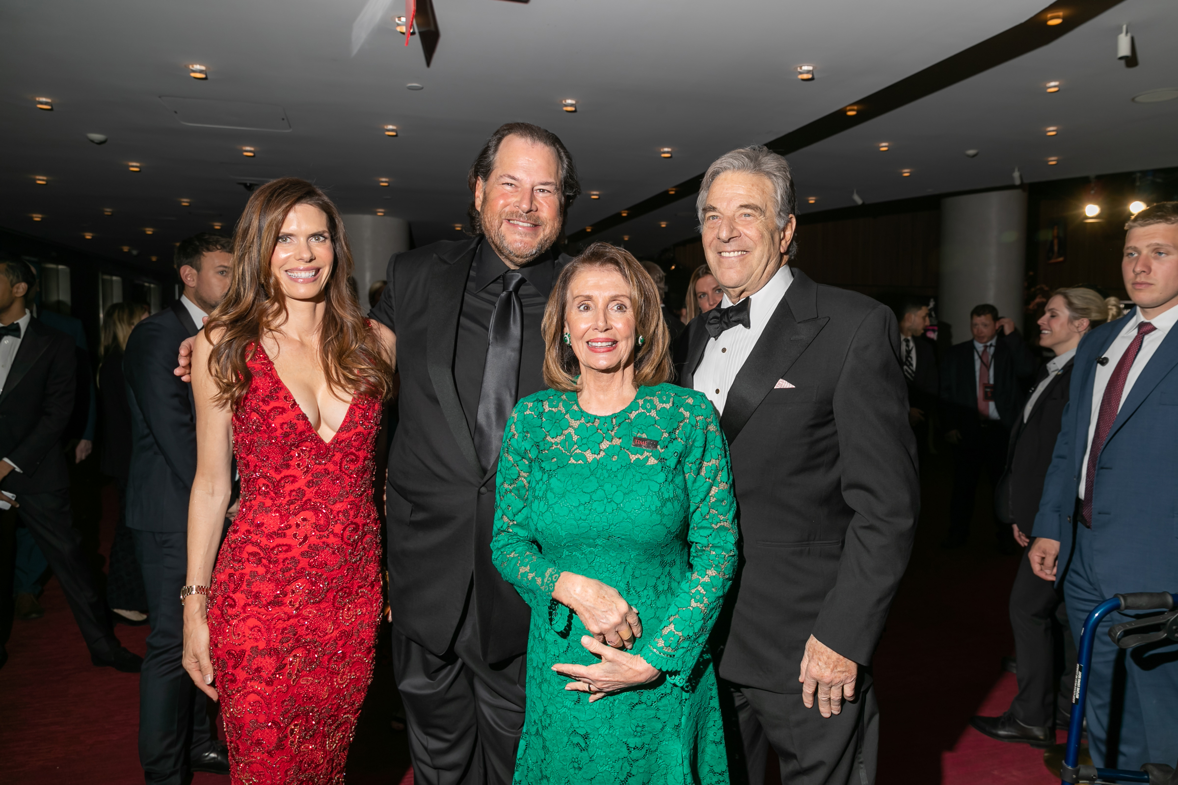 Lynne and Marc Benioff and Nancy Pelosi at the Time 100 Gala at Jazz at Lincoln Center in New York City on April 23, 2019.